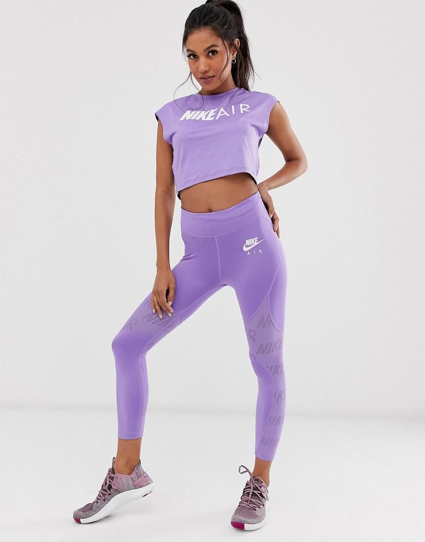 Nike Nike Air Running Crop leggings With Mesh Panels In Purple | Lyst