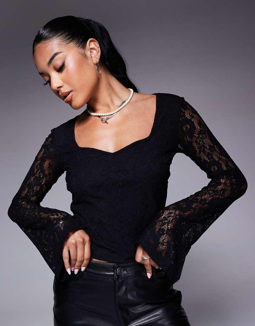 asos black lace top