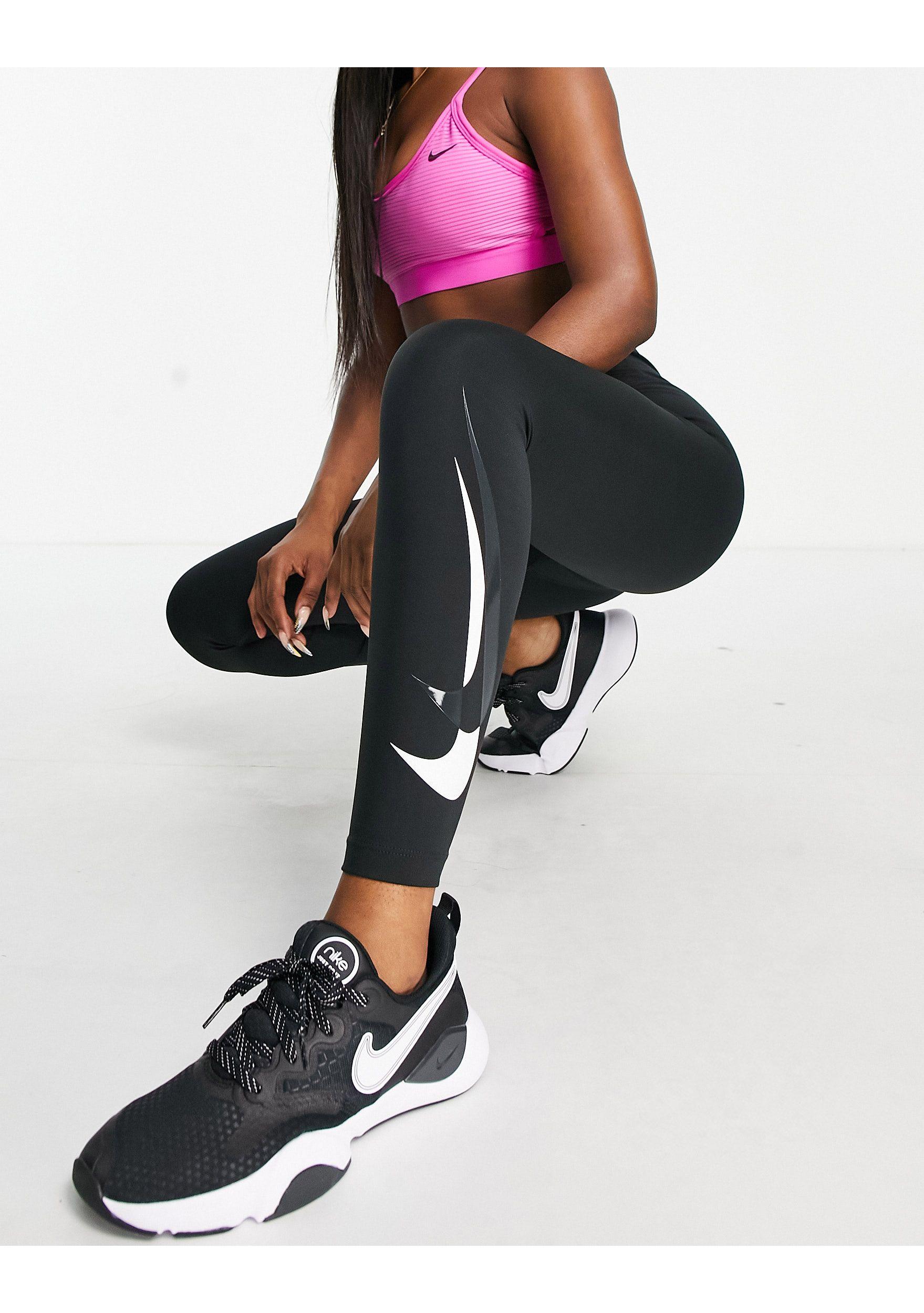Nike Dri-fit Swoosh Run 7/8 leggings in Black | Lyst