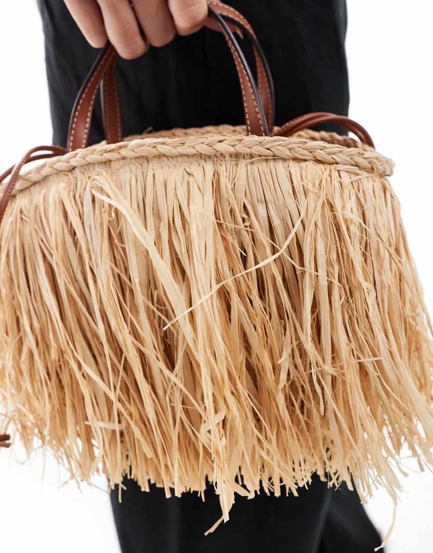 Mango Raffia Tassel Bag in Natural Lyst UK