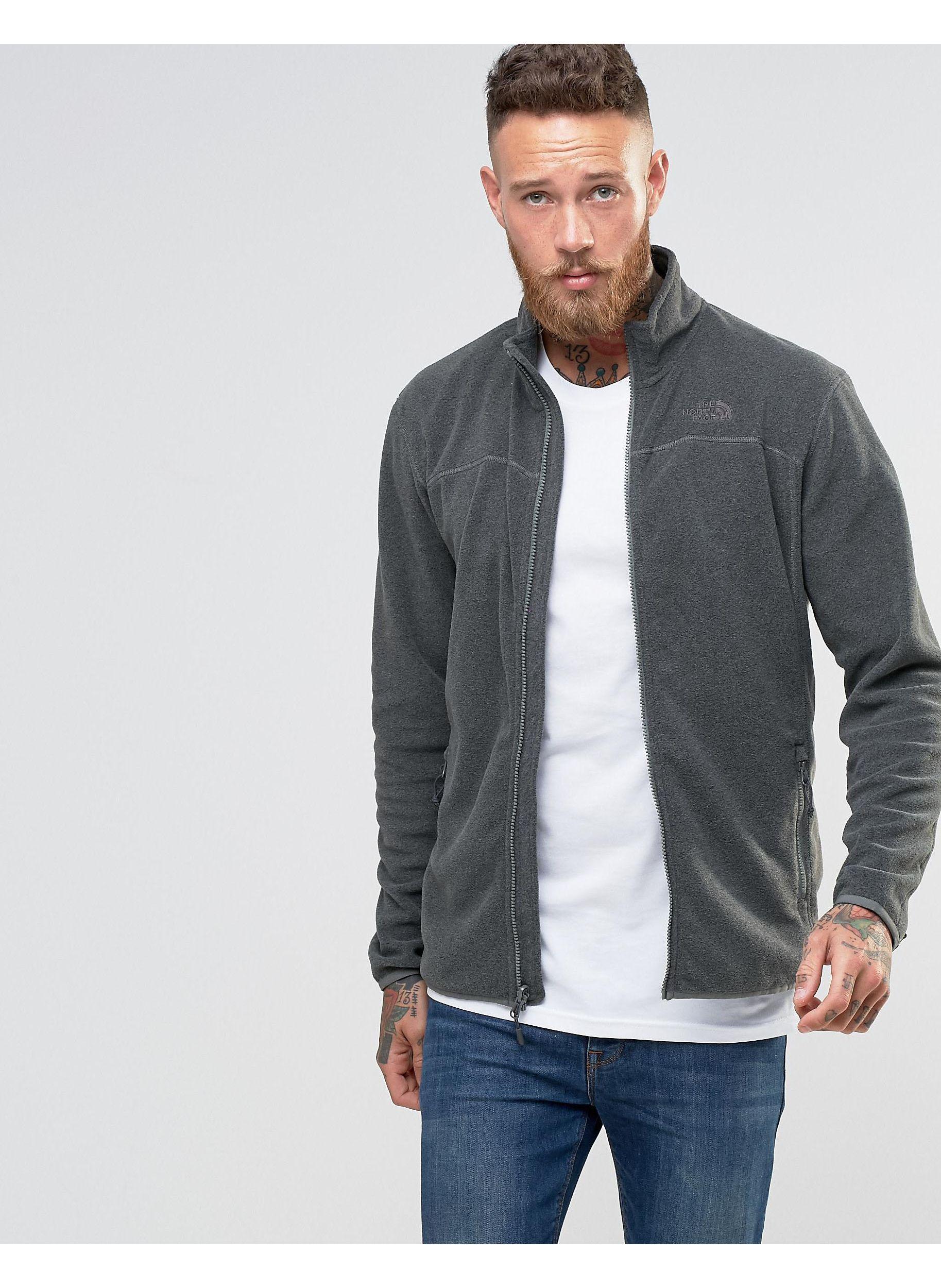 the north face 100 glacier full zip fleece in grey