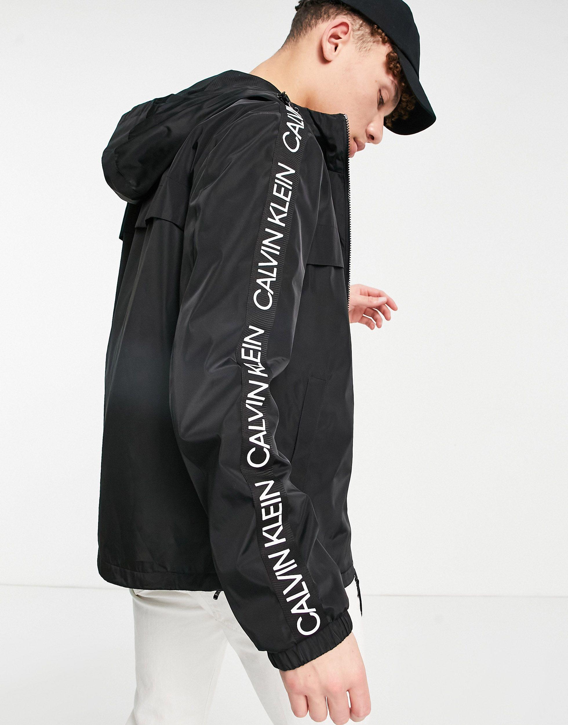 Calvin Klein Lightweight Hooded Jacket With Logo Detail in Black for Men |  Lyst