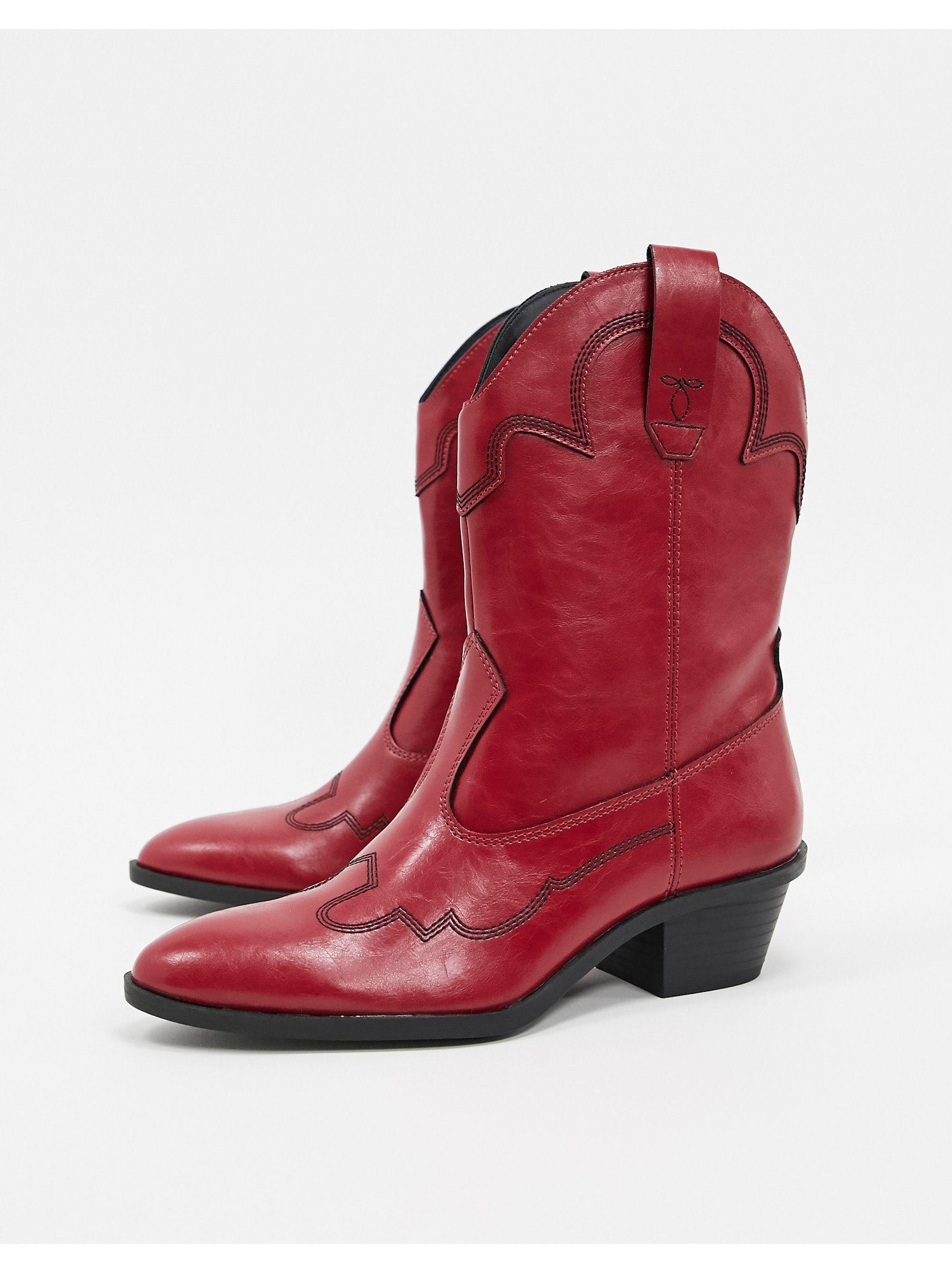 Bershka Cowboy Boots in Red Lyst UK