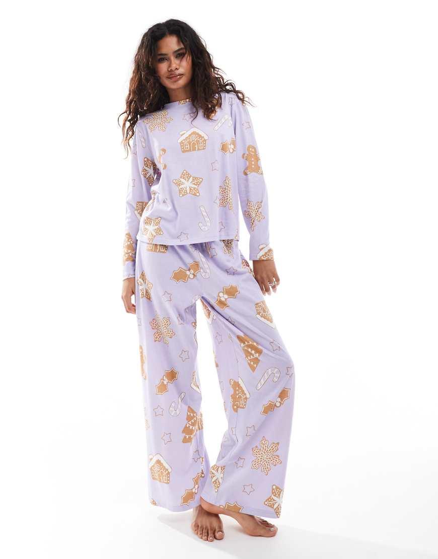 ASOS Gingerbread House Long Sleeve Top Pants Pyjama Set in White Lyst UK