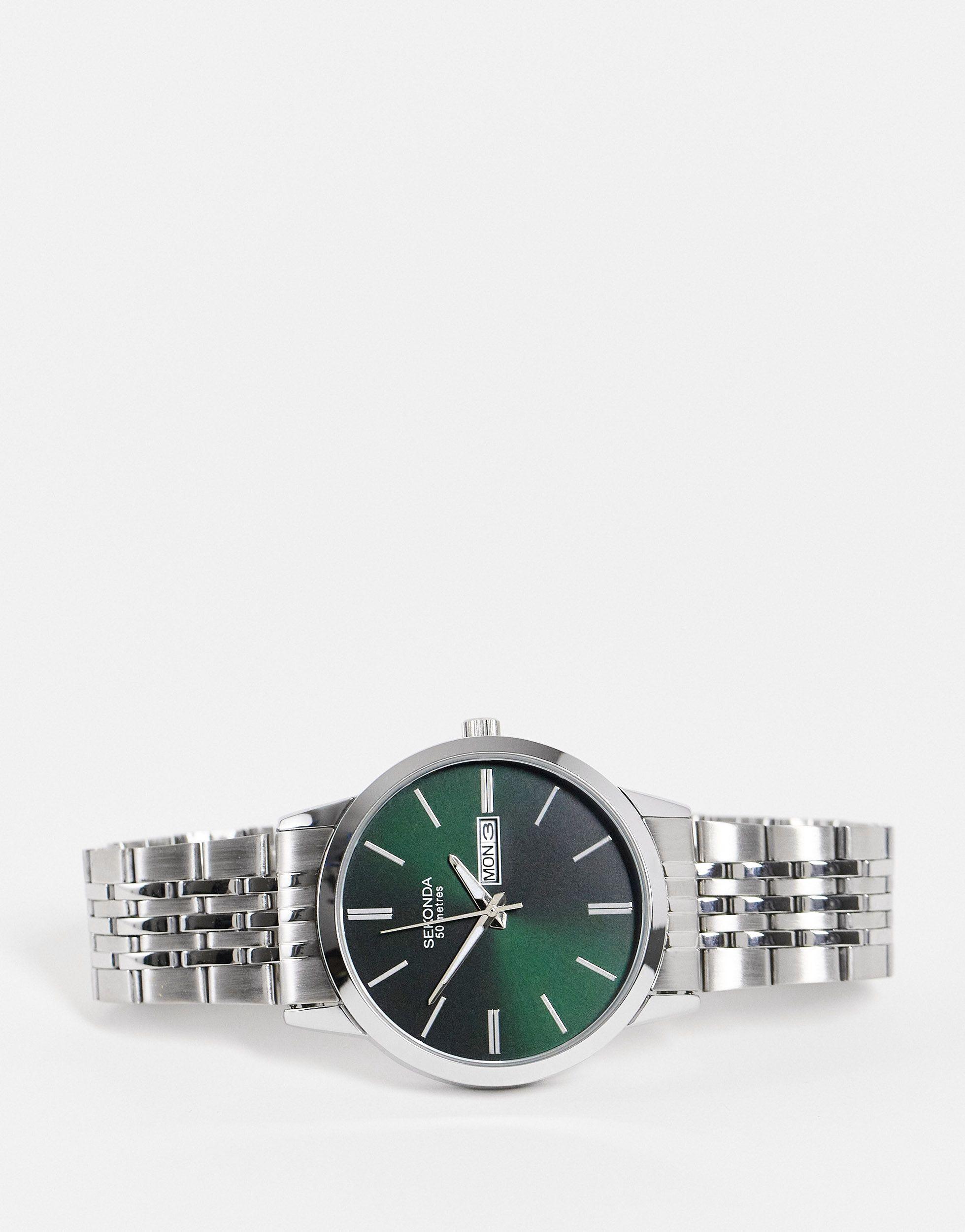 Sekonda Unisex Horloge Met Groene Wijzerplaat in het Metallic Lyst NL