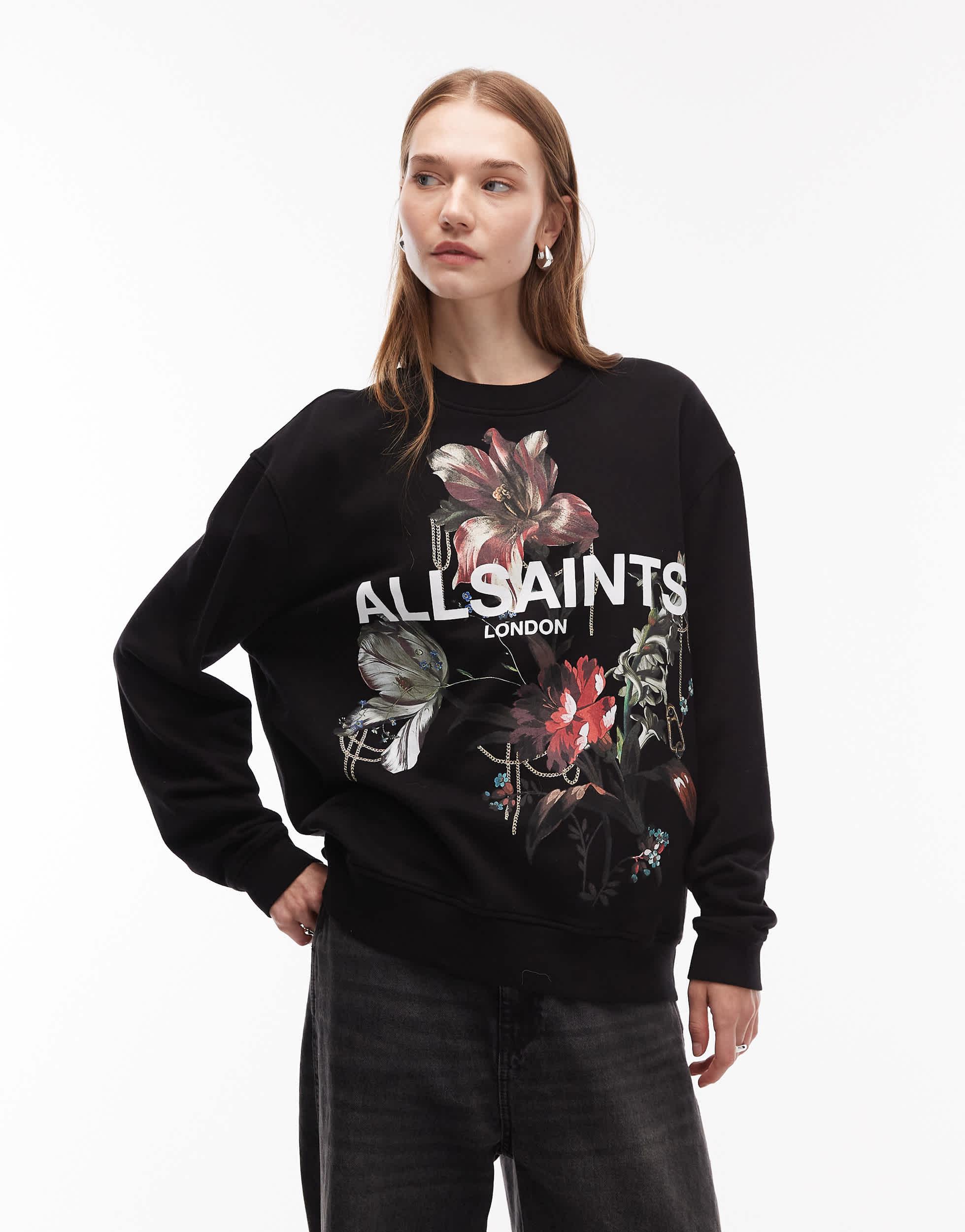 AllSaints - Adder - Sweat à capuche imprimé au dos - Noir délavé