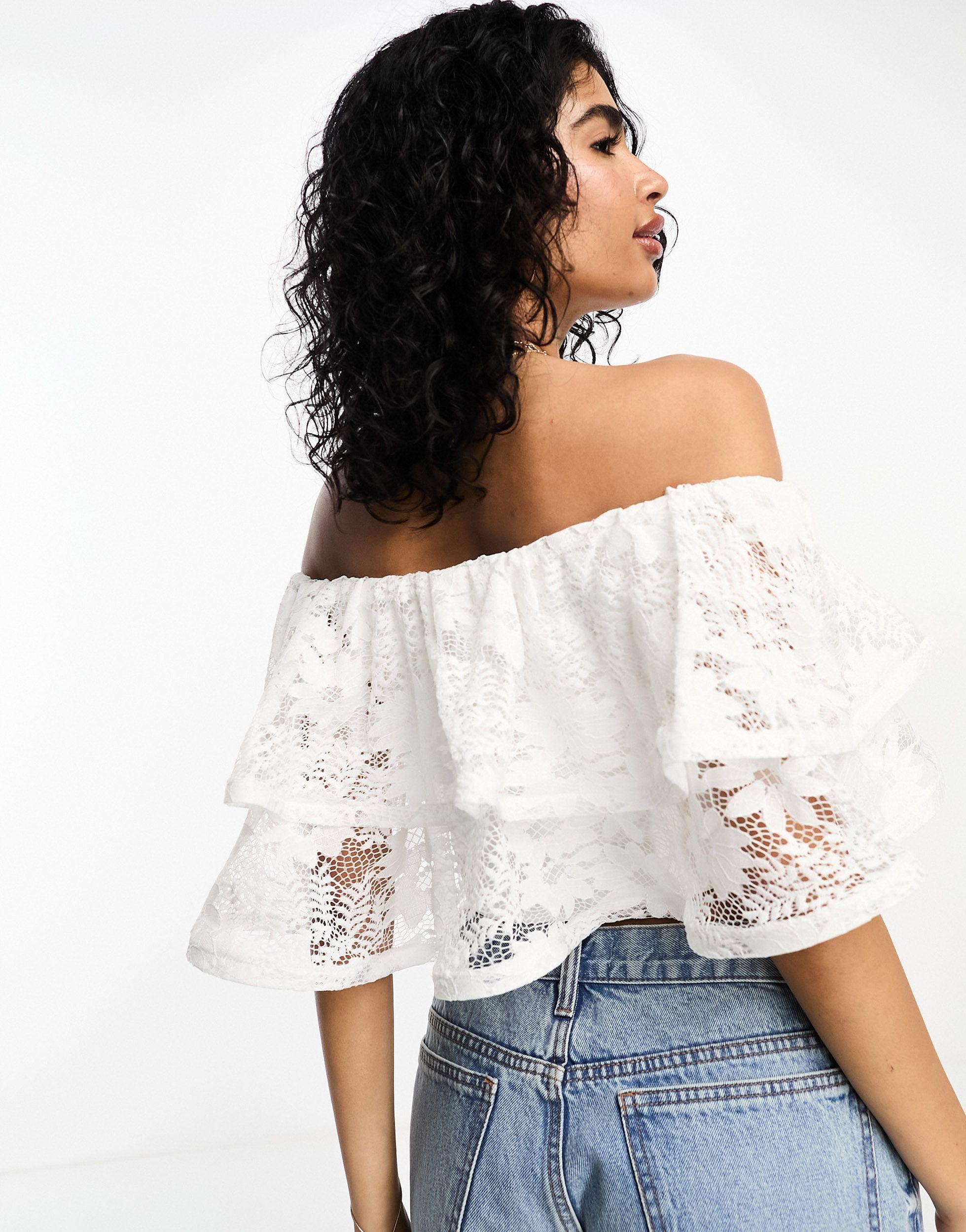 Phobia frivillig Lighed River Island Bandeau Top With Ruffle Lace in White | Lyst