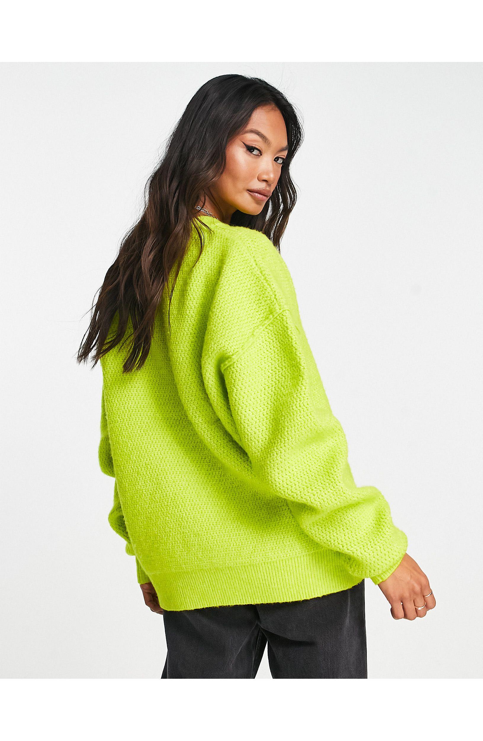 TOPSHOP Knitted Exposed Seam Jumper in Yellow | Lyst