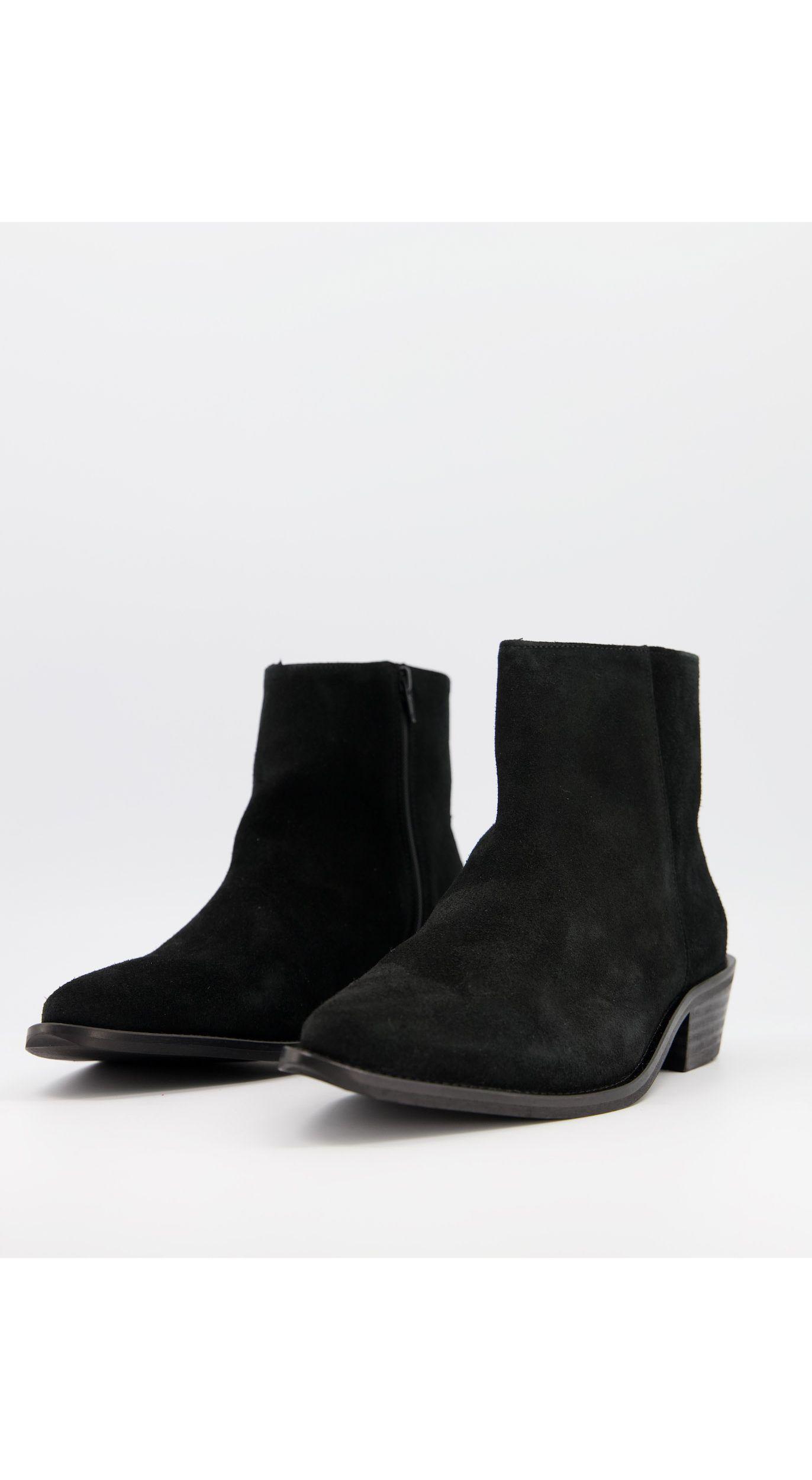 SELECTED Suede Chelsea Boot With Cuban Heel in Black for Men - Lyst
