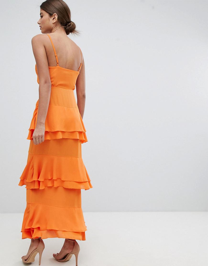 orange tiered dress