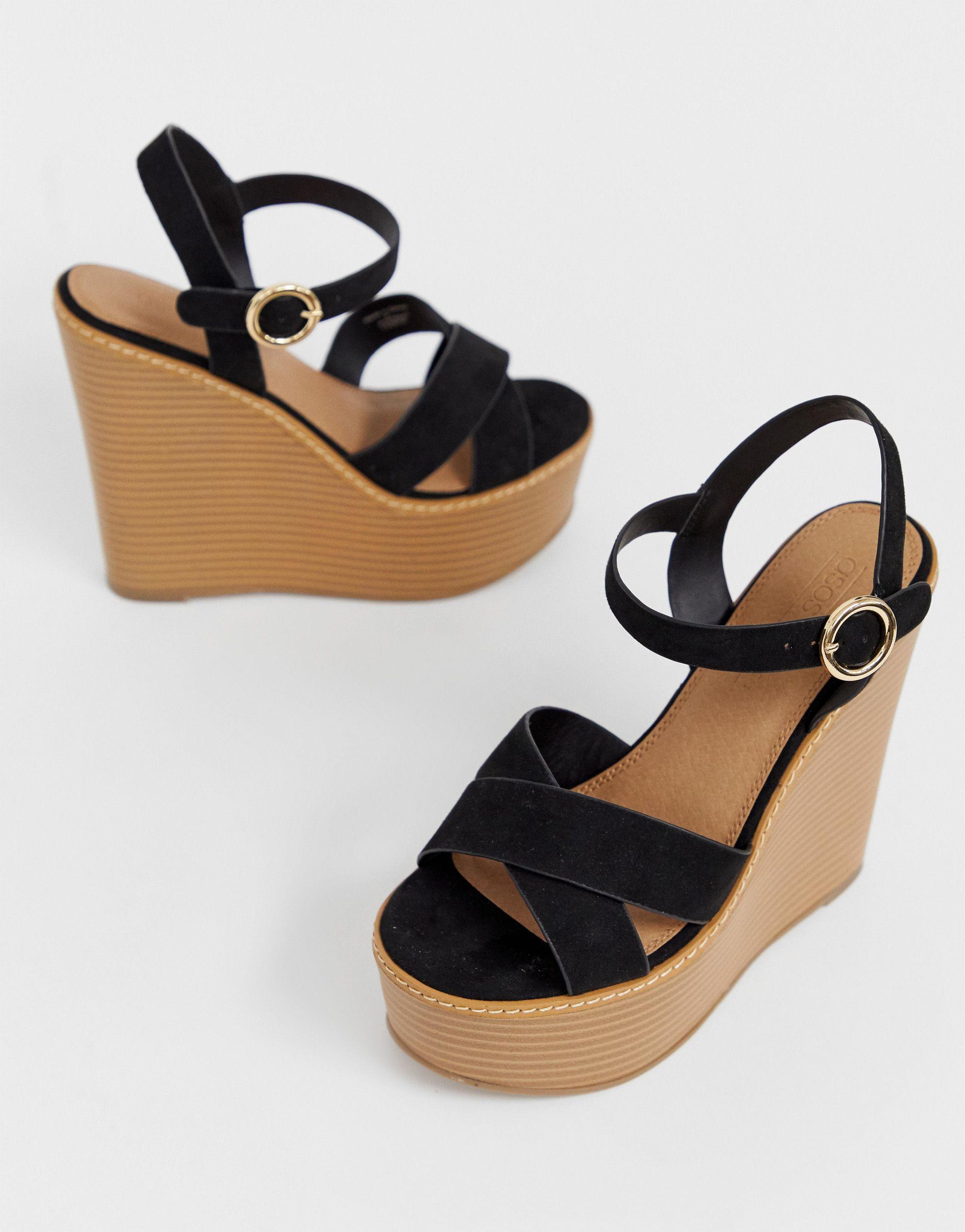 wide fit black wedges