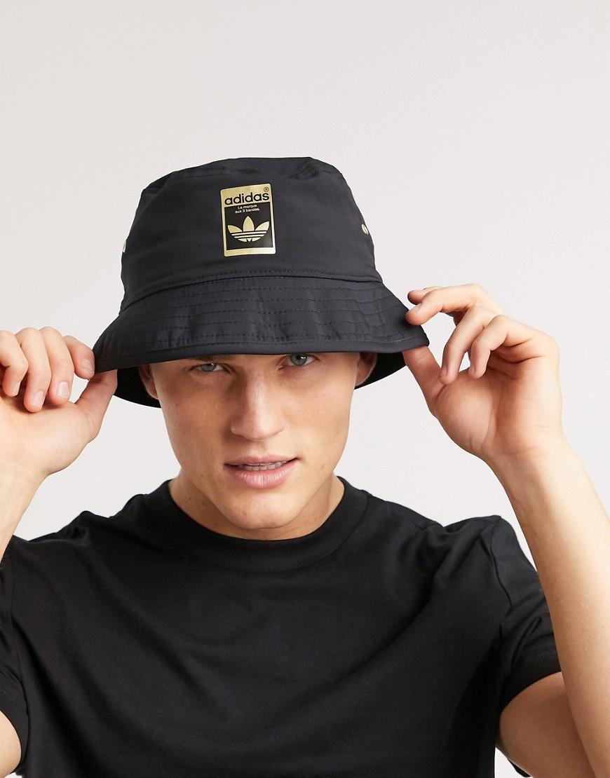 adidas Originals Superstar Bucket Hat With Gold Logo in Black for Men | Lyst