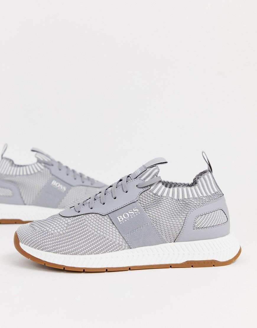 boss titanium trainers grey