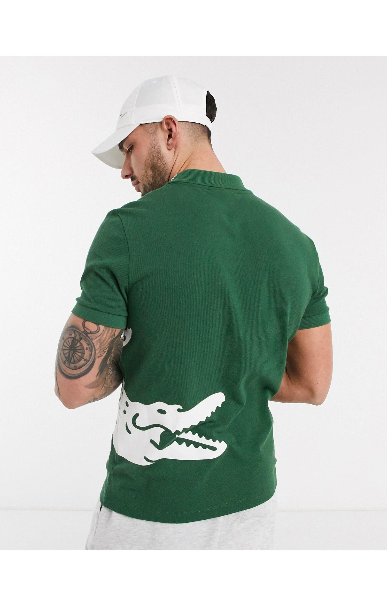 Polo de pique con logo grande de cocodrilo en verde de Lacoste de hombre de color Verde Lyst
