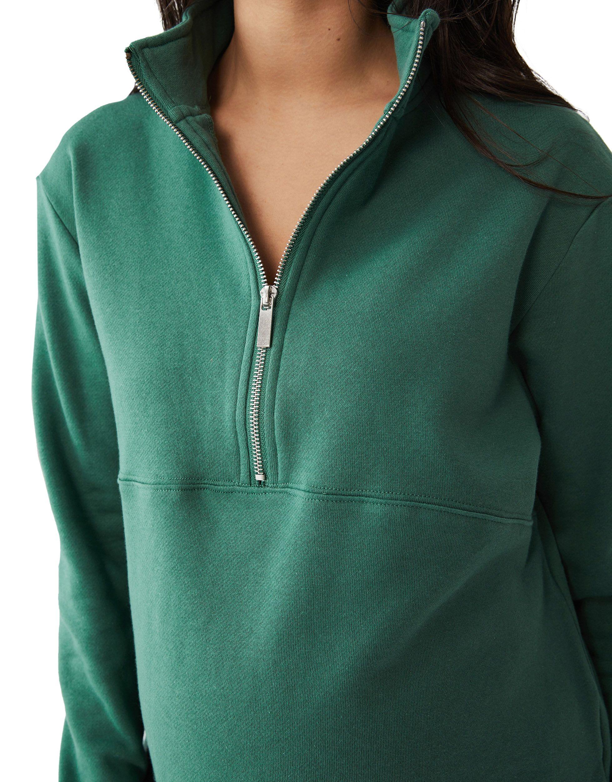 Cotton On Maternity Zip Front Ribbed Fleece in Green
