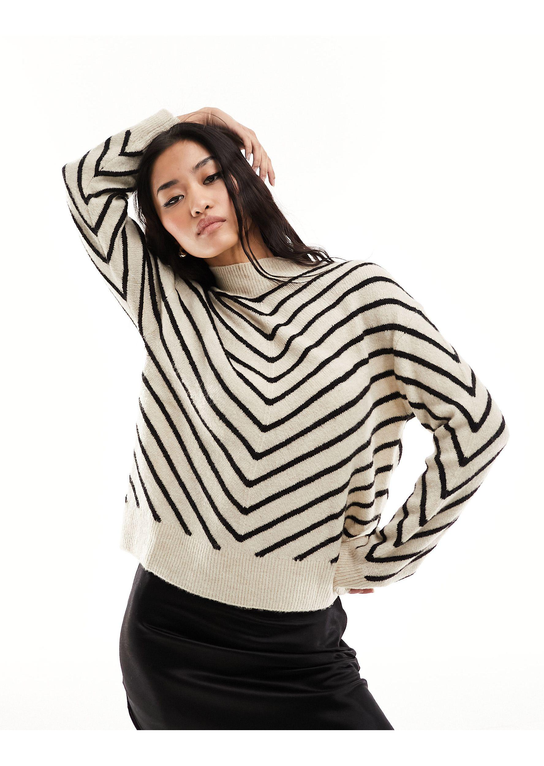 Mango Chevron Stripe Jumper in Grey Lyst UK