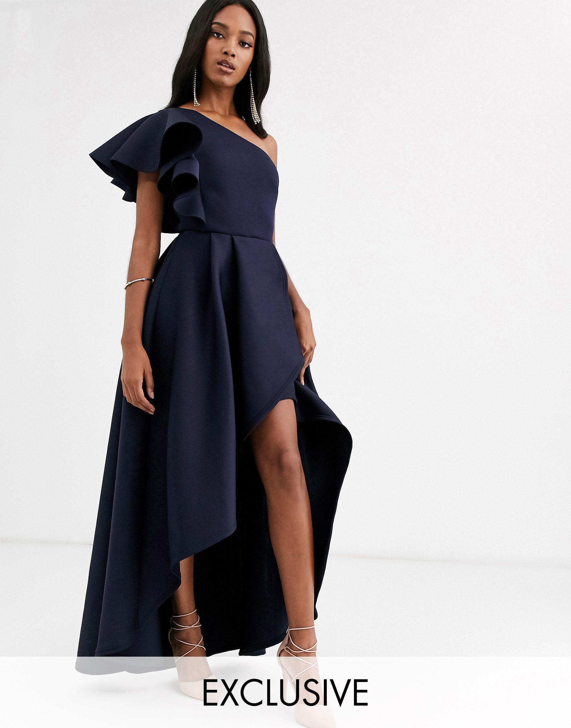 frill one shoulder dress