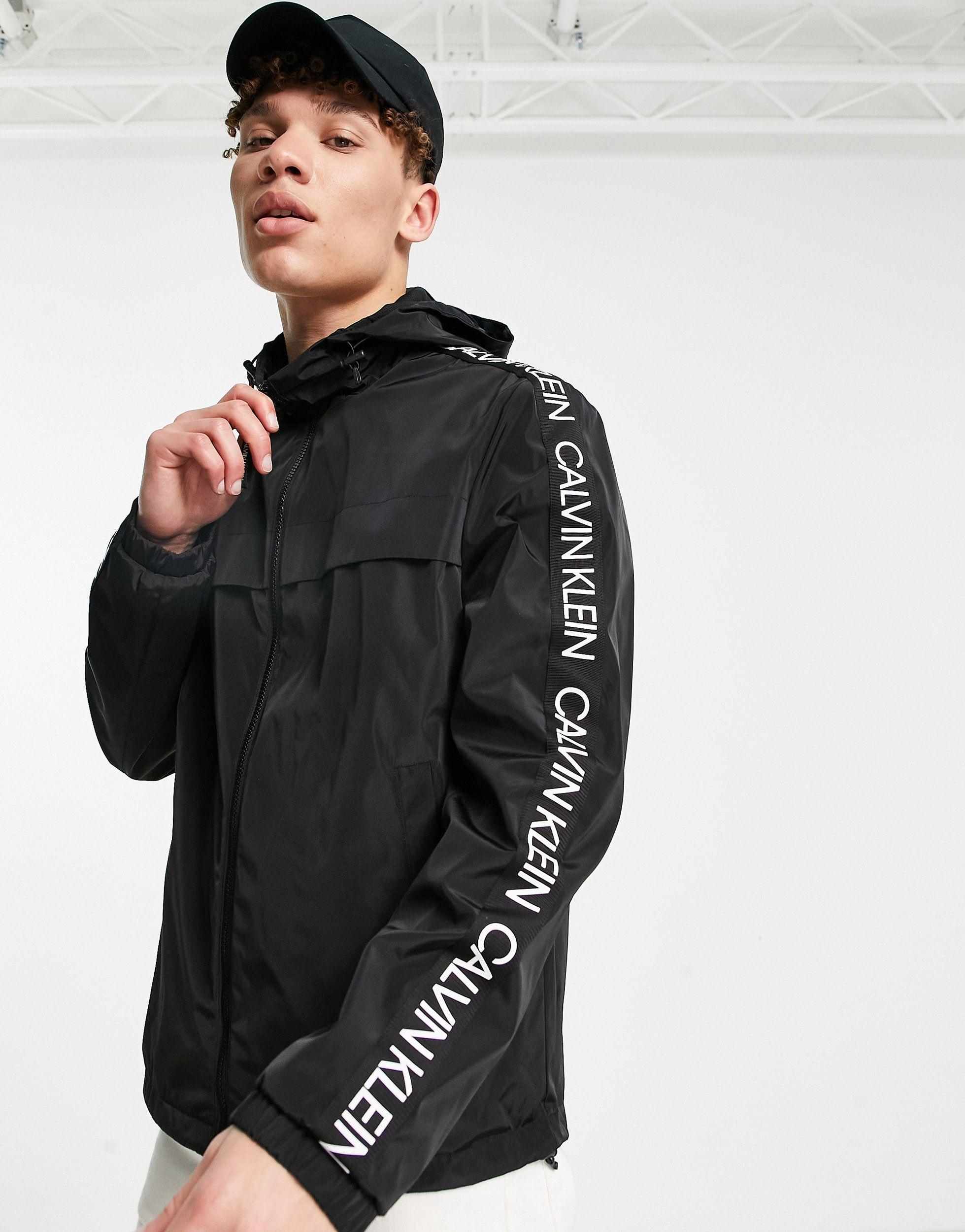 Calvin Klein Lightweight Hooded Jacket With Logo Detail in Black for Men |  Lyst