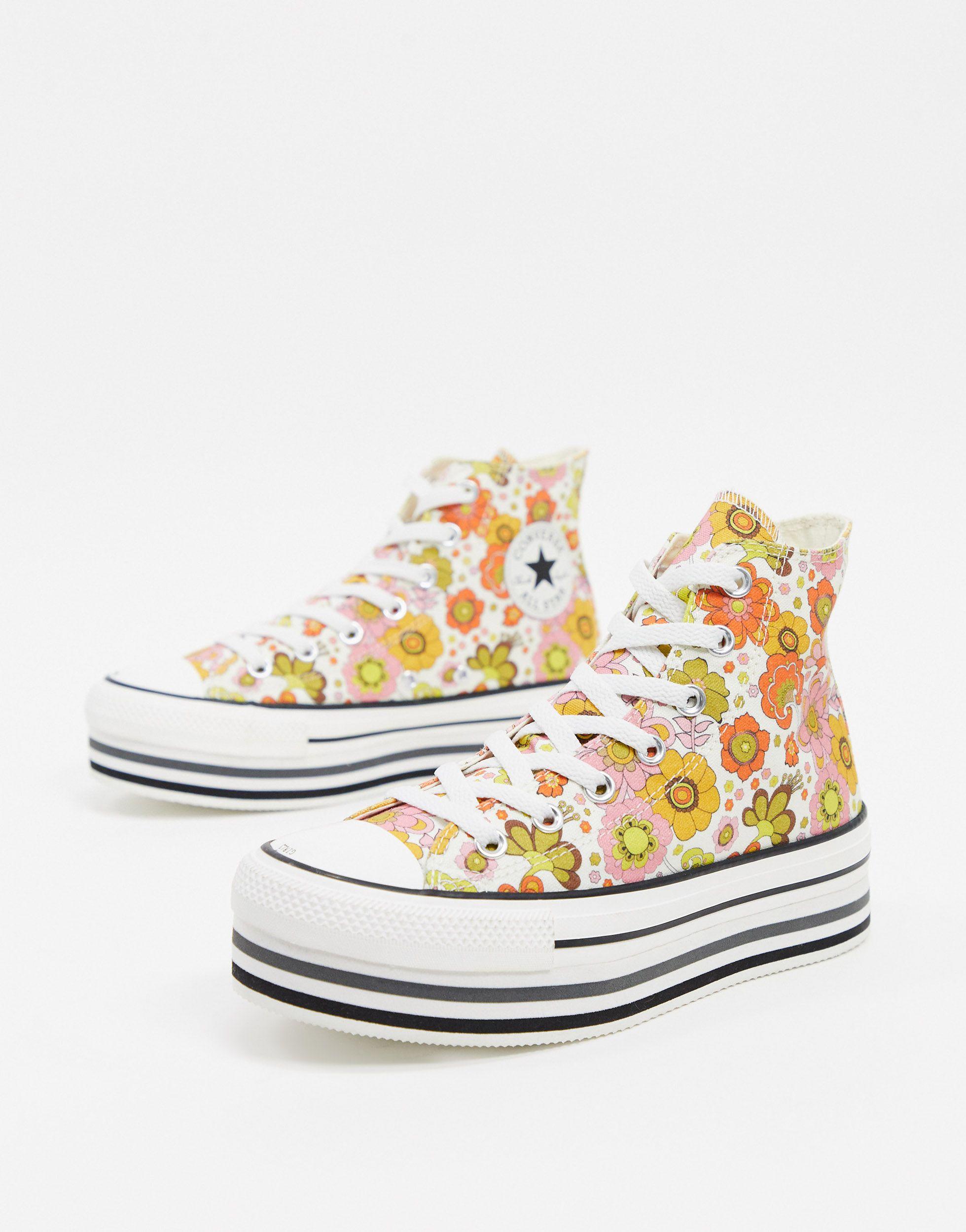 Converse – Chuck Taylor – Knöchelhohe Sneaker mit mehrlagiger Plateausohle  und Blumenprint, in Mettallic | Lyst AT