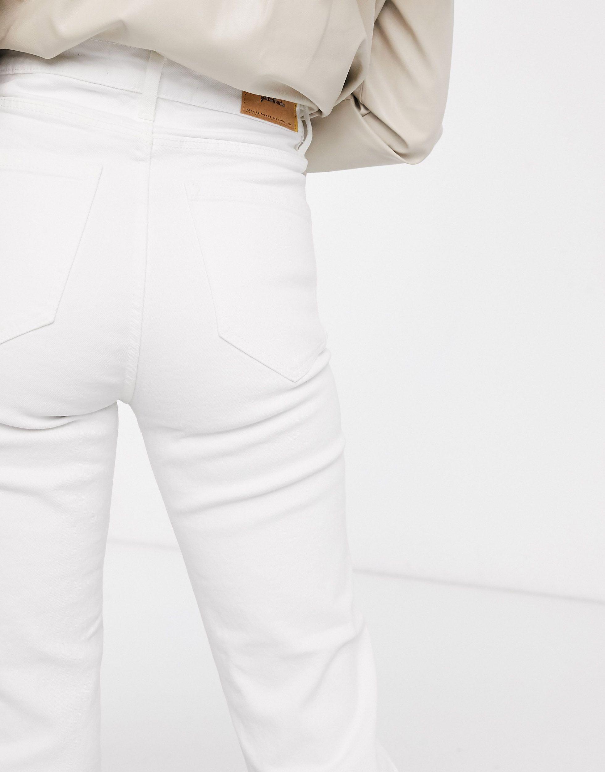 stradivarius white mom jeans