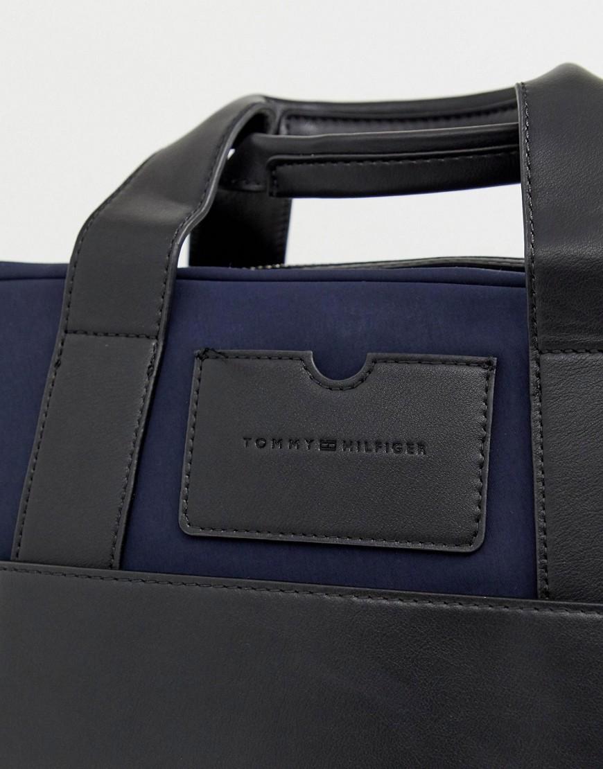 Tommy Hilfiger Synthetic Elevated Signature Tape Laptop Bag in Navy