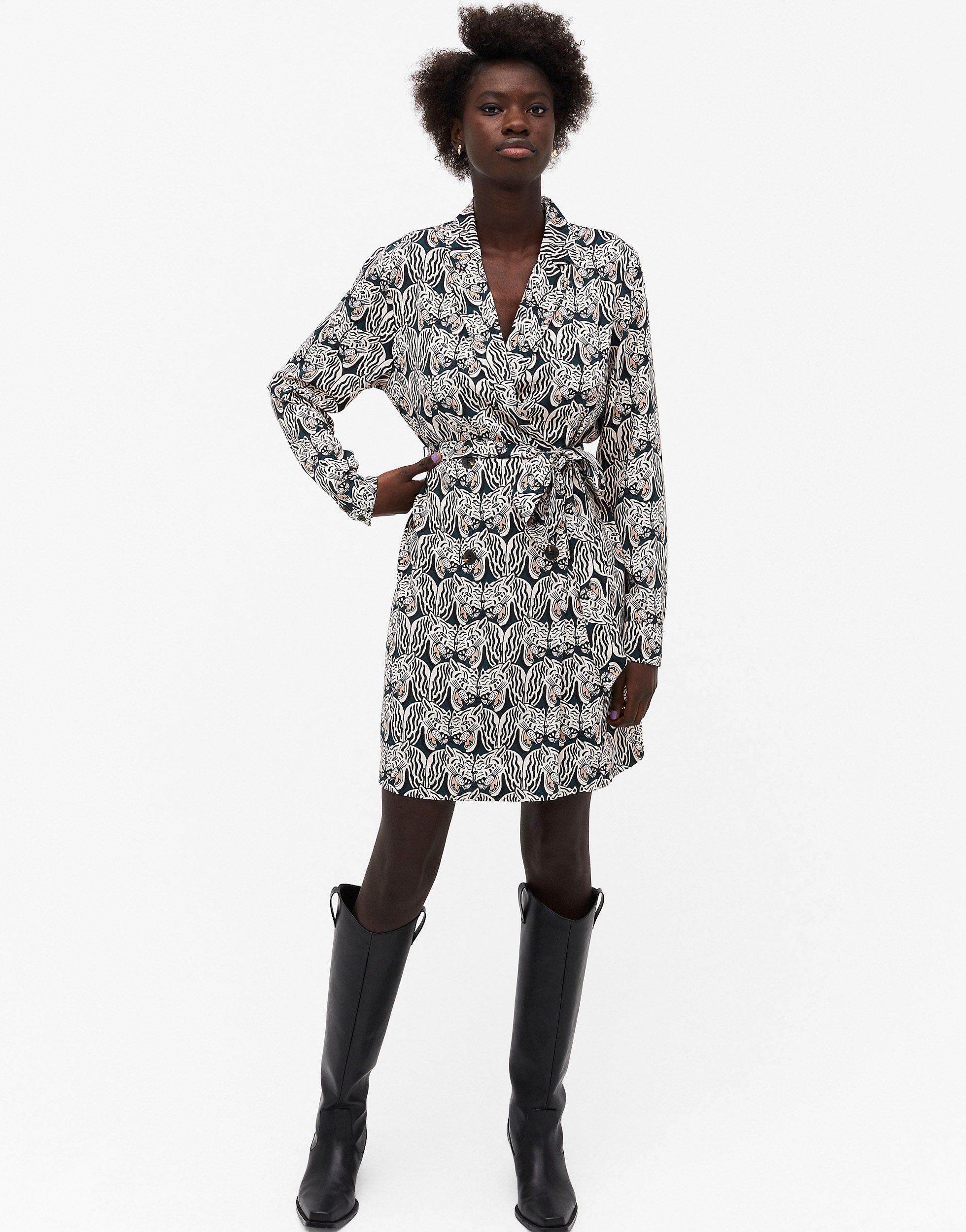 Monki Lisen Print Mini Shirt Dress | Lyst