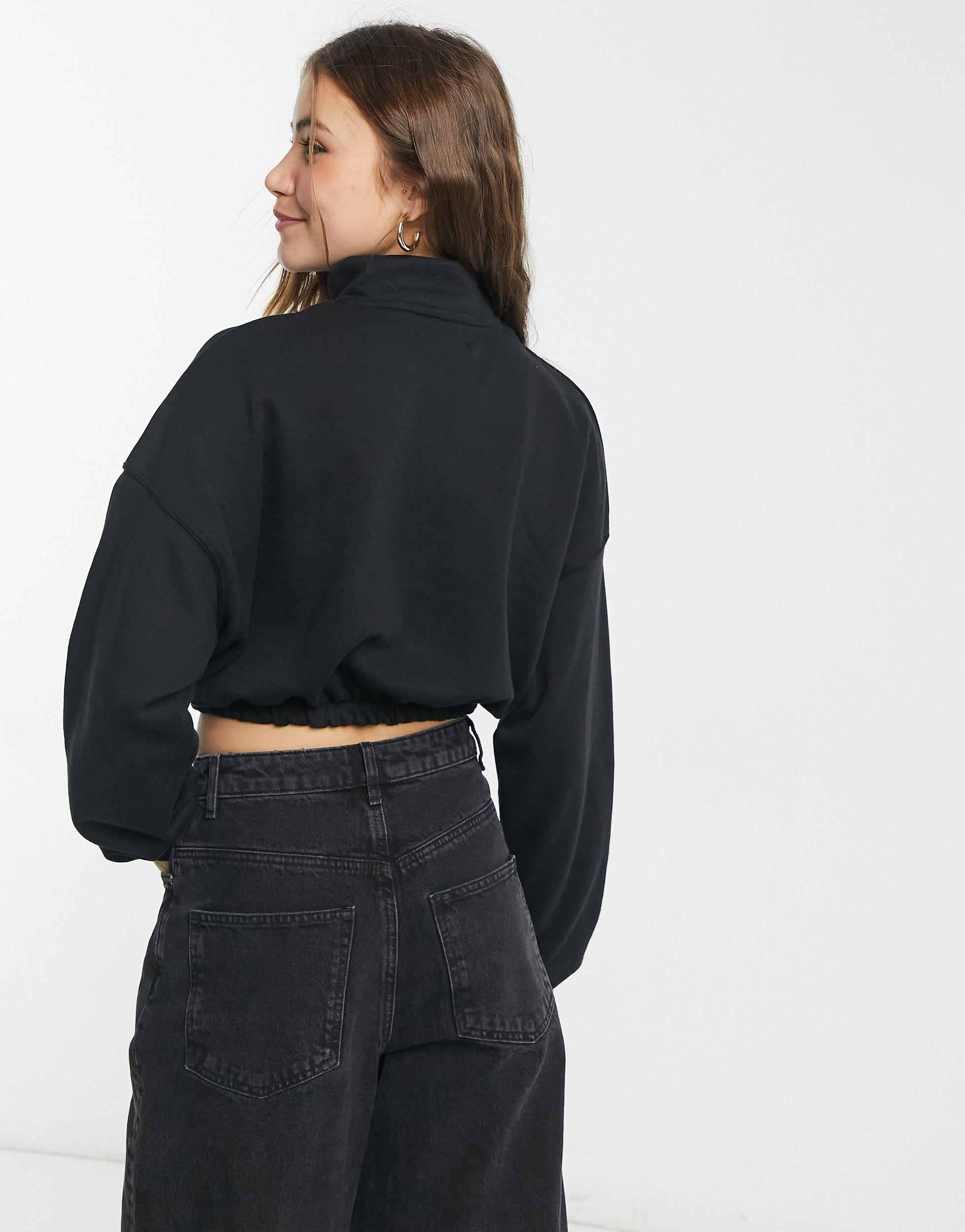 bershka crop top black