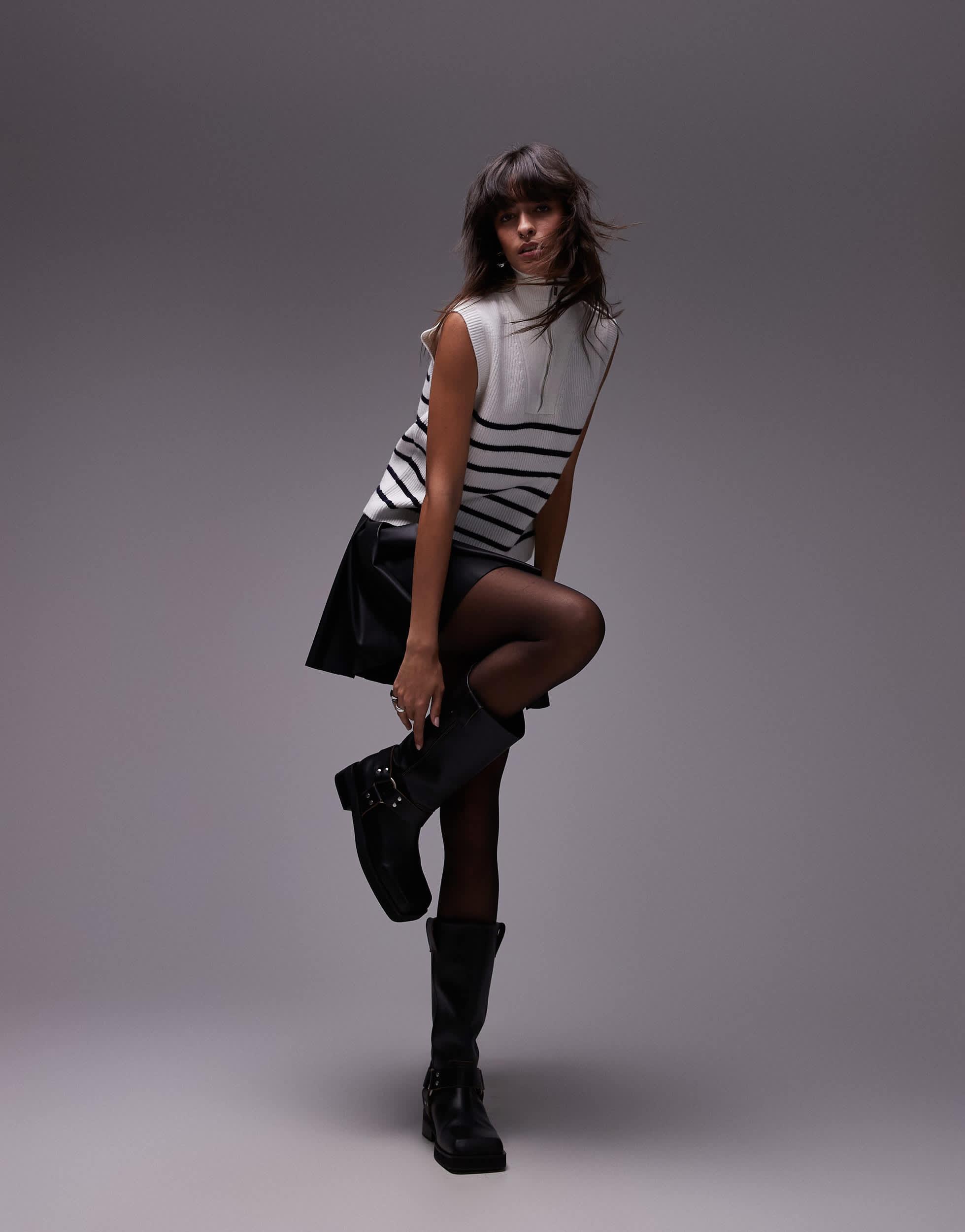 Pull sans manches à col zippé Mango en coloris Marron Lyst