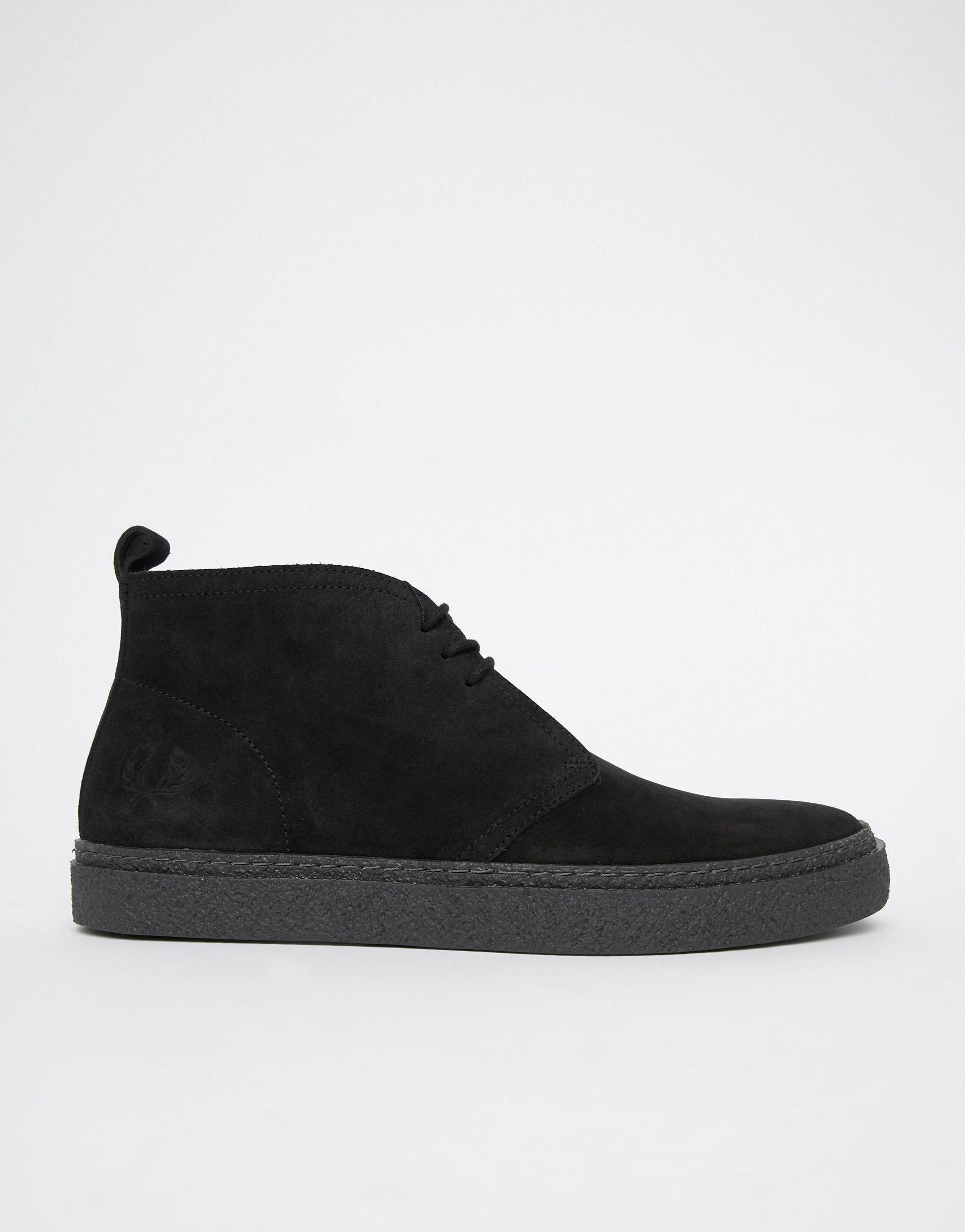 Fred Perry Hawley Mid Suede Boots in Black for Men | Lyst