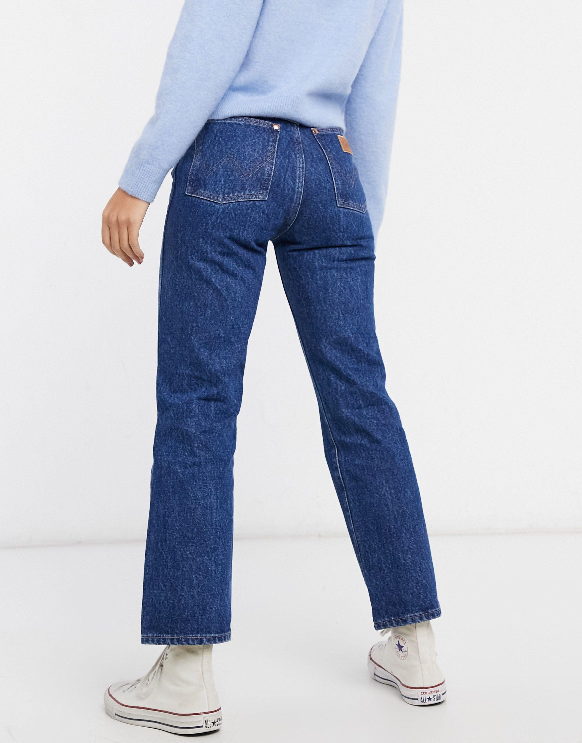 Wrangler Wild West High Rise Straight Leg Jeans in Blue | Lyst UK