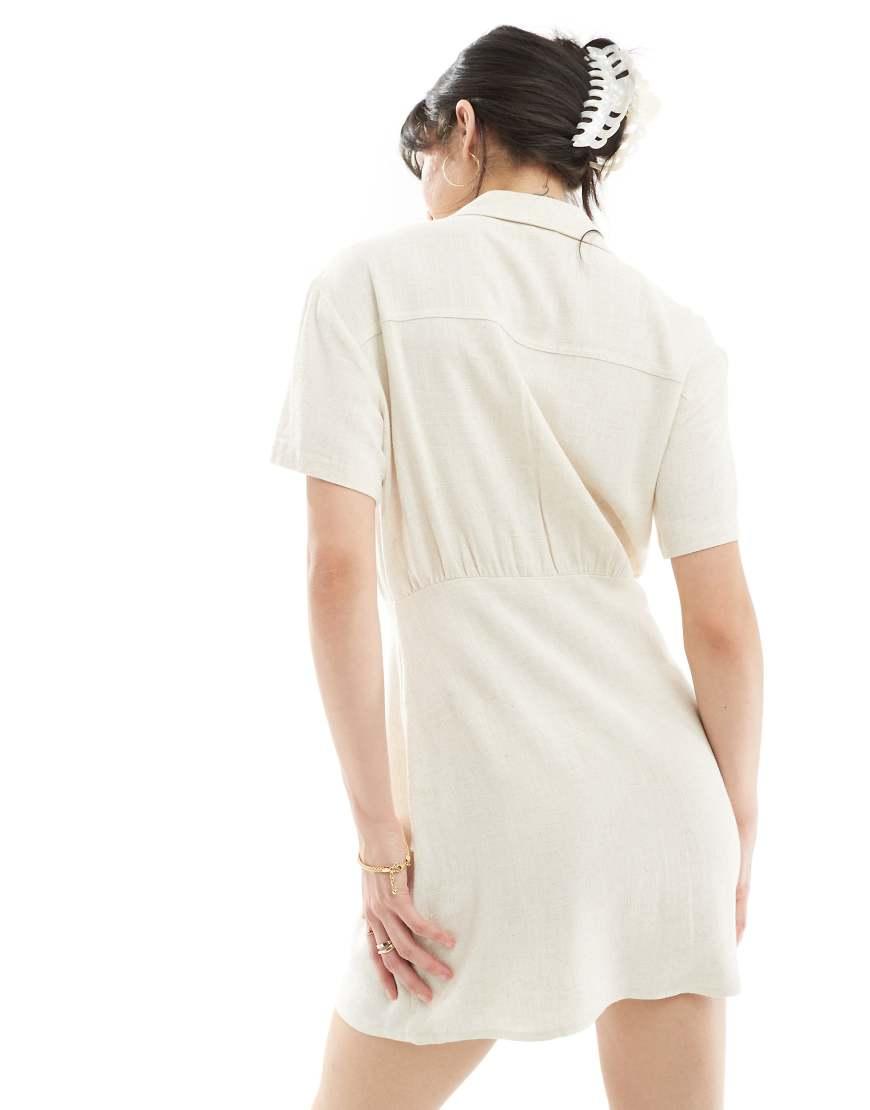 Stradivarius Linen Look Utility Dress in White Lyst UK