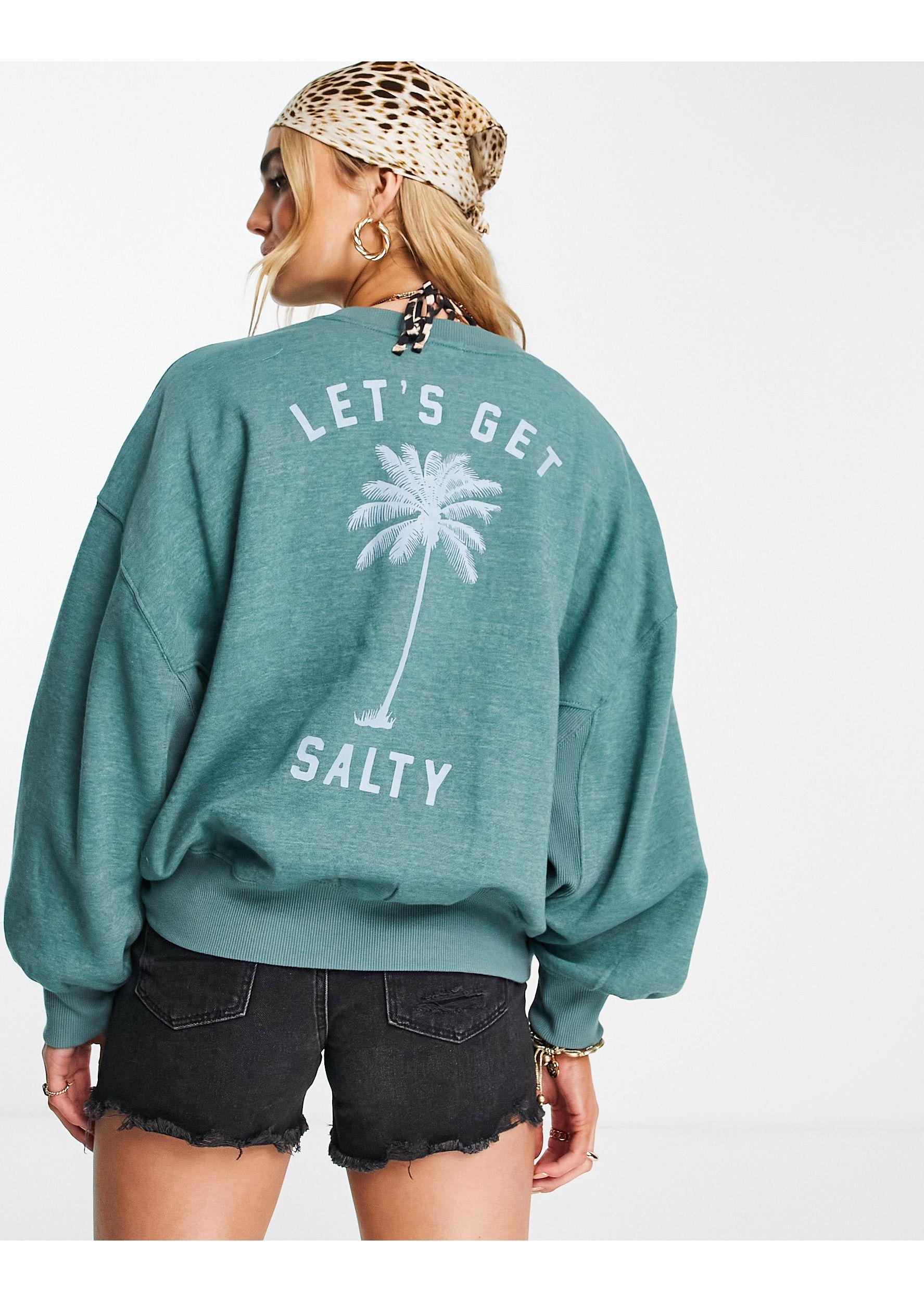 Billabong Salty Blonde Vacation Mode Oversized Sweatshirt in Green | Lyst