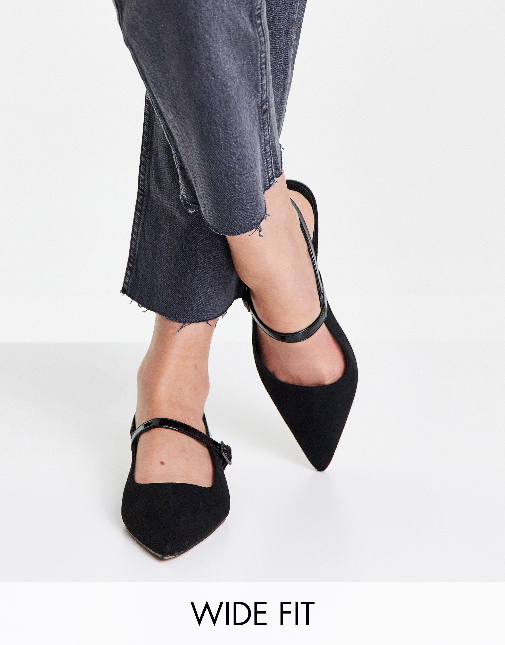Wide fit - lewin - ballerine mary jane nere a punta di ASOS in Nero | Lyst