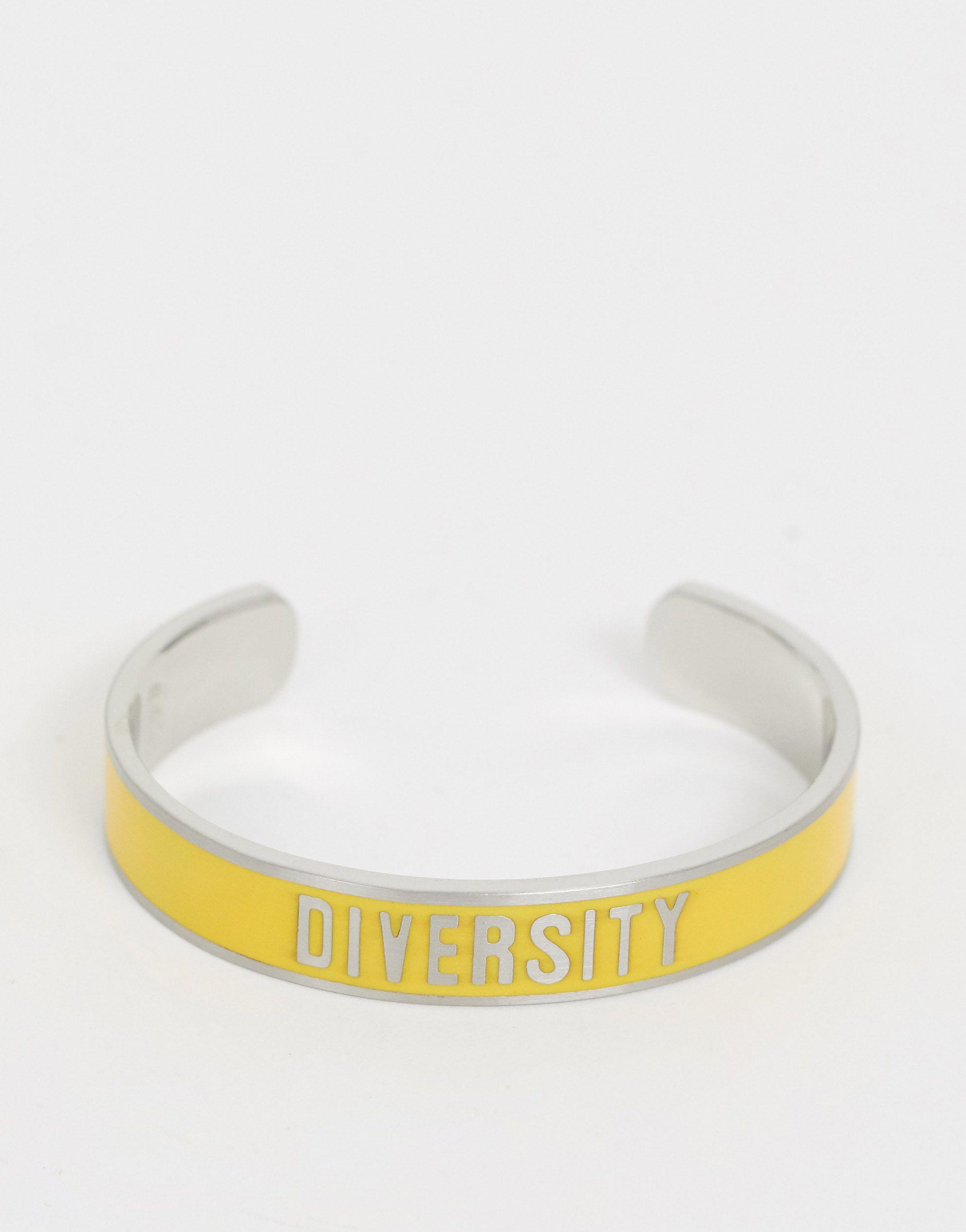 Benetton Diversity Collection Bracelet With Diversity Slogan in Yellow -  Lyst