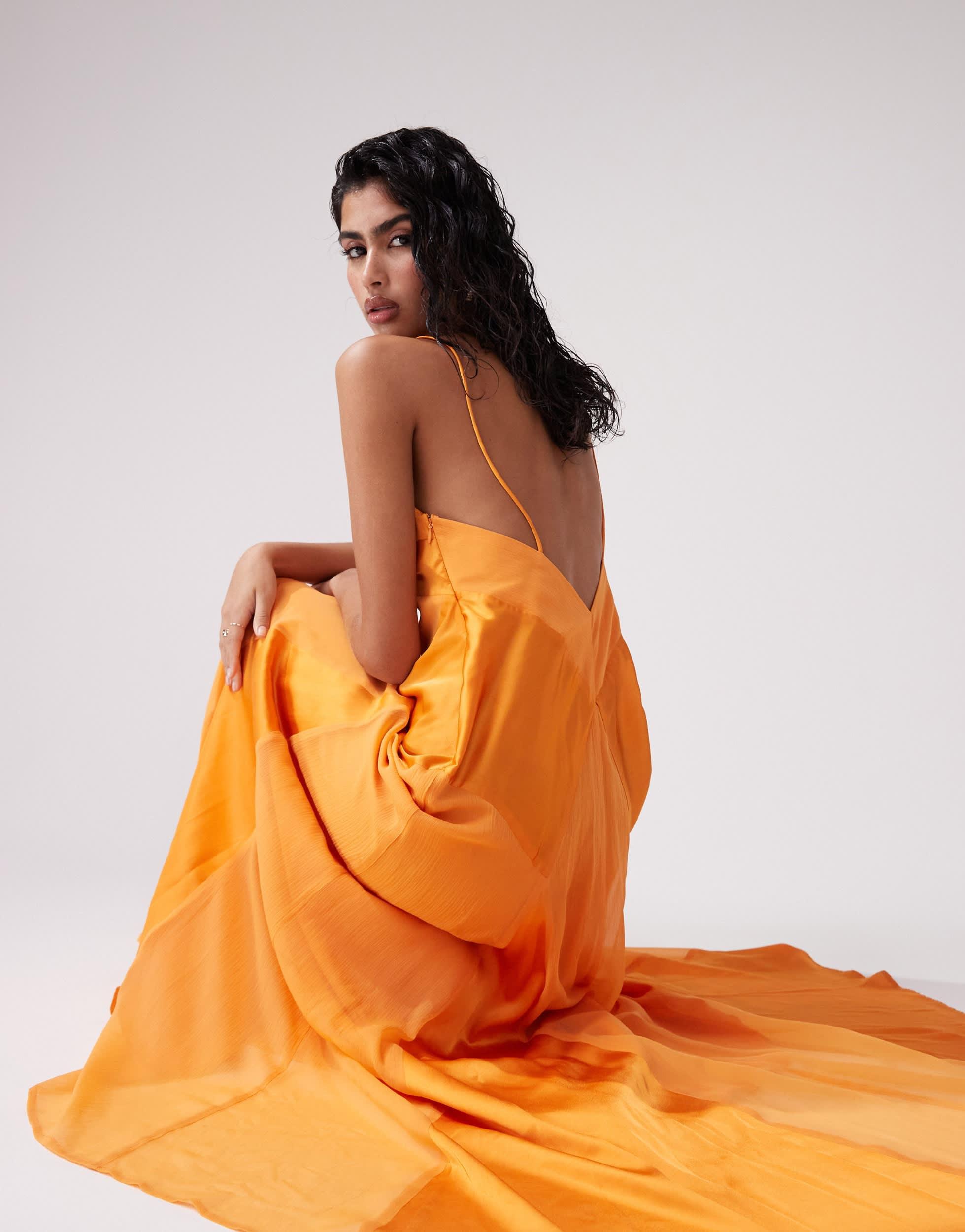 orange satin cami
