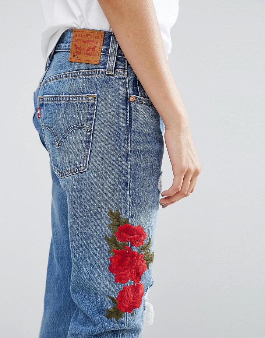 levis rose embroidered jeans