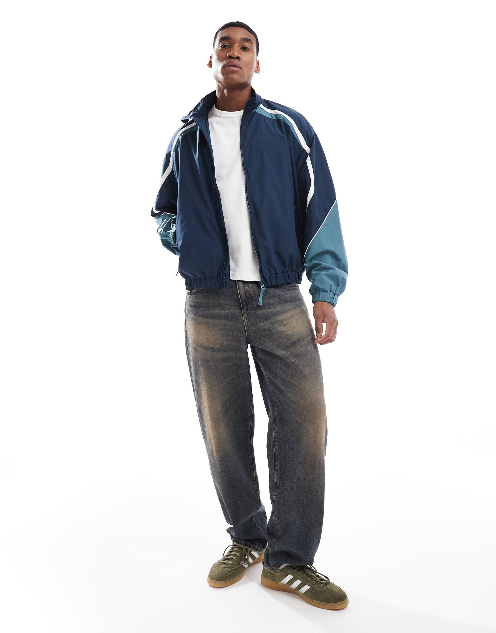 Bershka Panelled Track Jacket in Blue for Men | Lyst