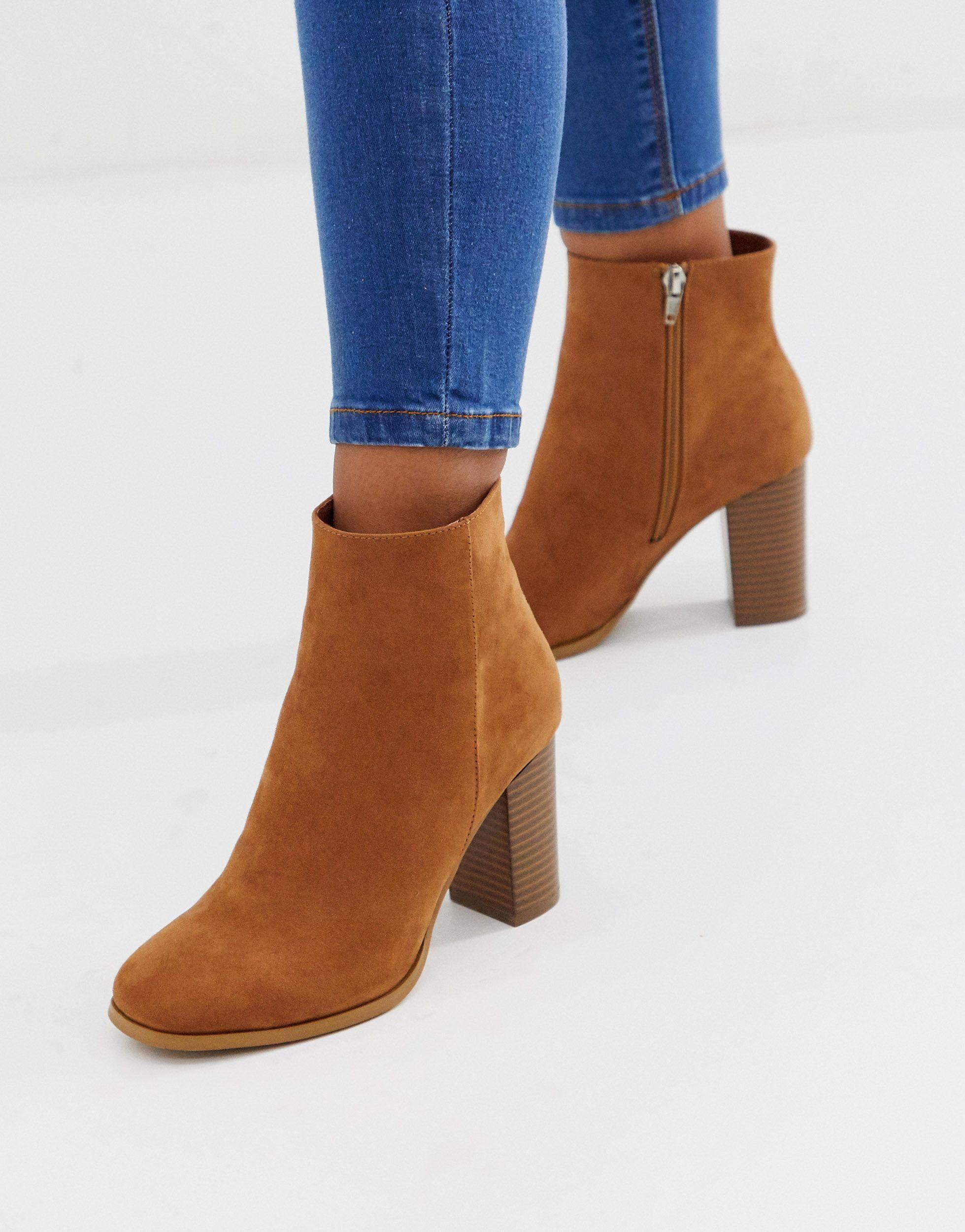 ASOS Rye Heeled Ankle Boots in Brown | Lyst