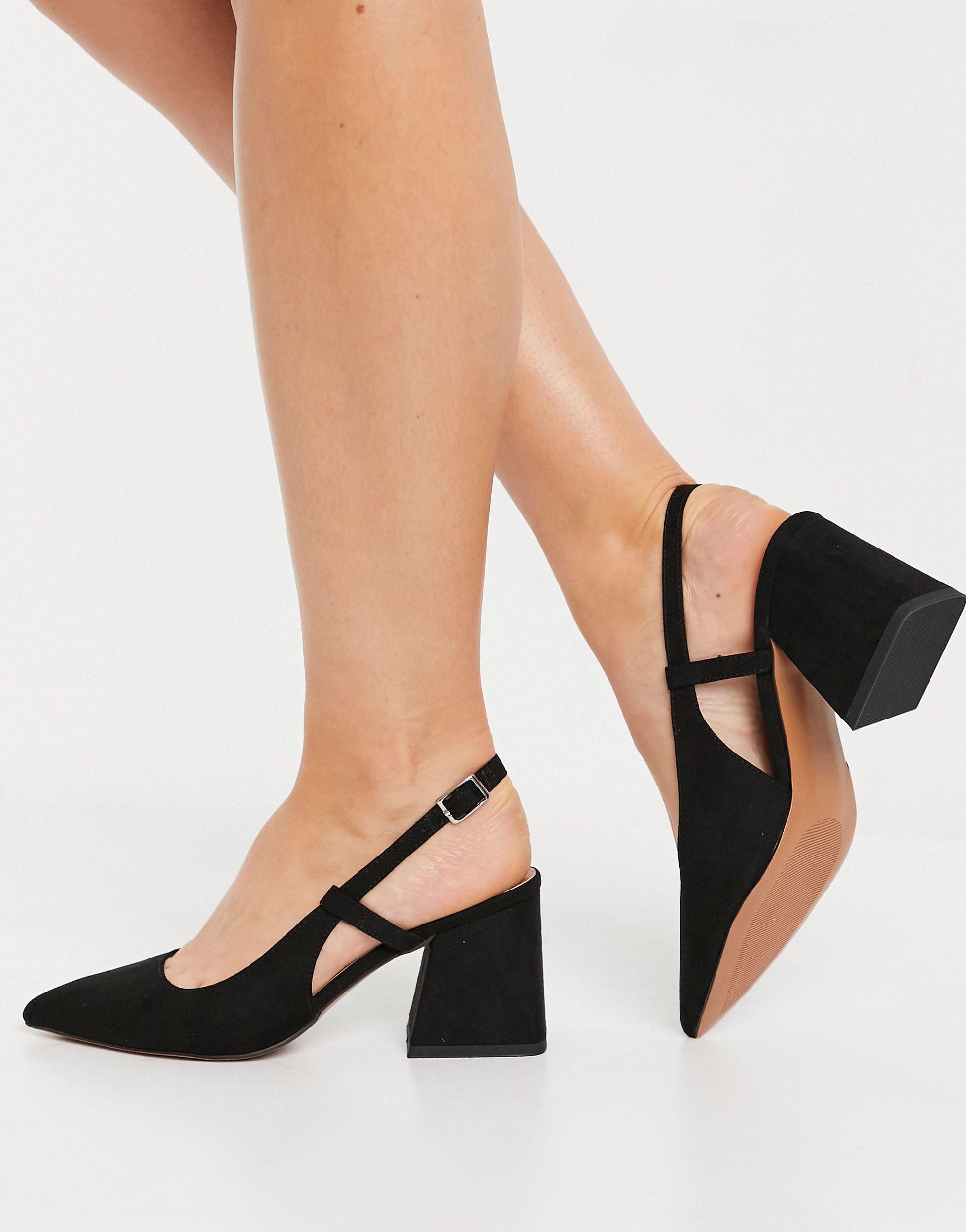 ASOS Sydney - Halfhoge Slingback Hakken in het Zwart | Lyst NL