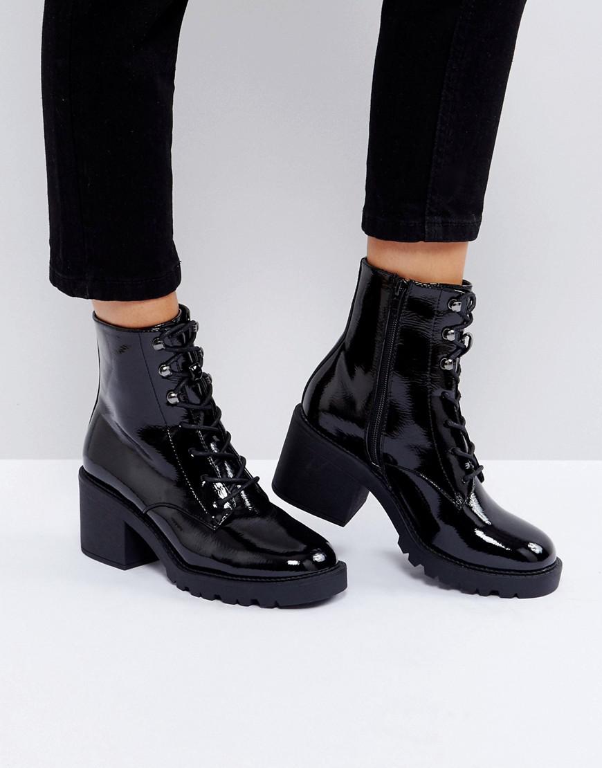 ASOS Denim Rory Lace Up Boots in Black - Lyst