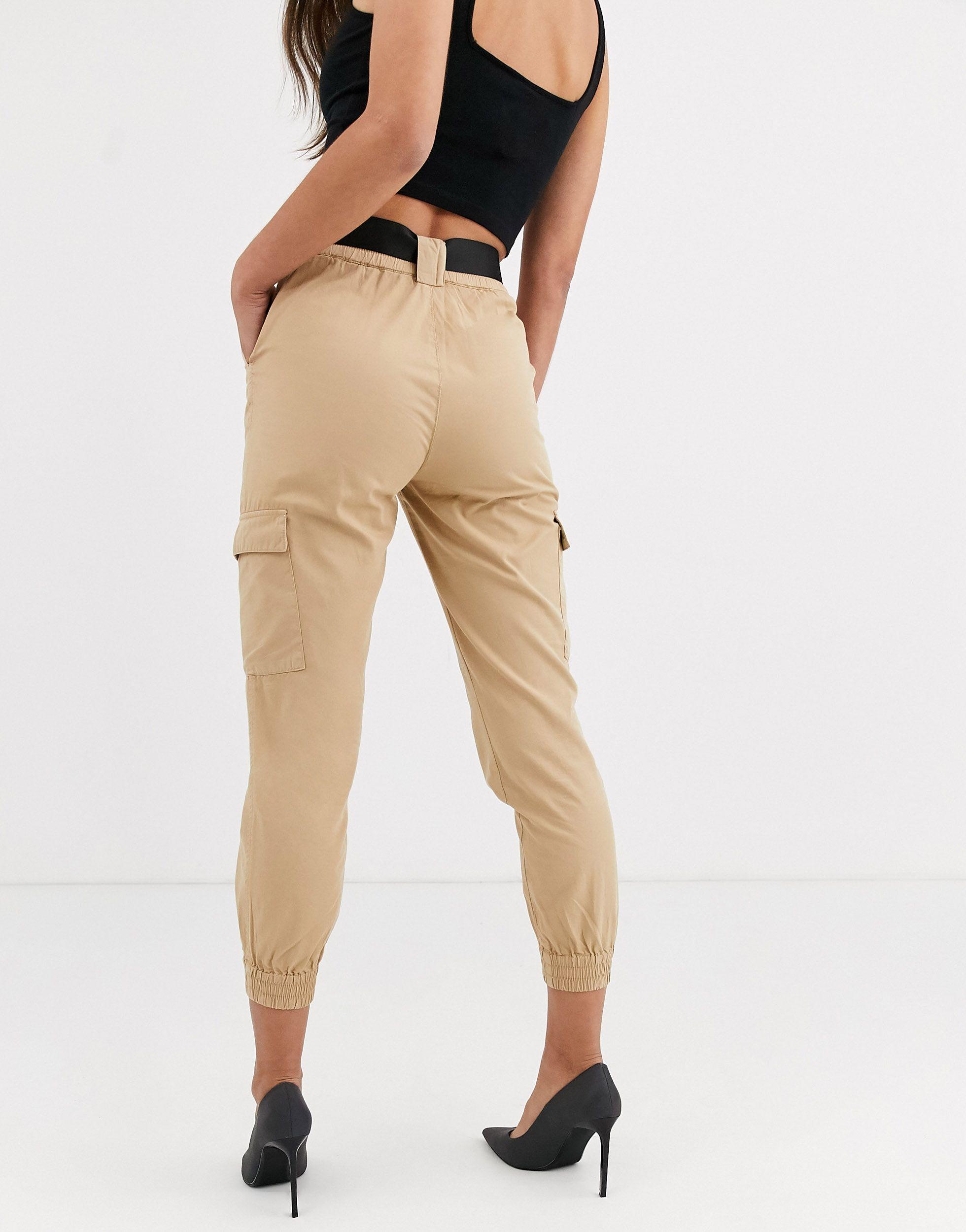 Pantaloni cargo con cintura beigeStradivarius in Denim di colore Neutro |  Lyst