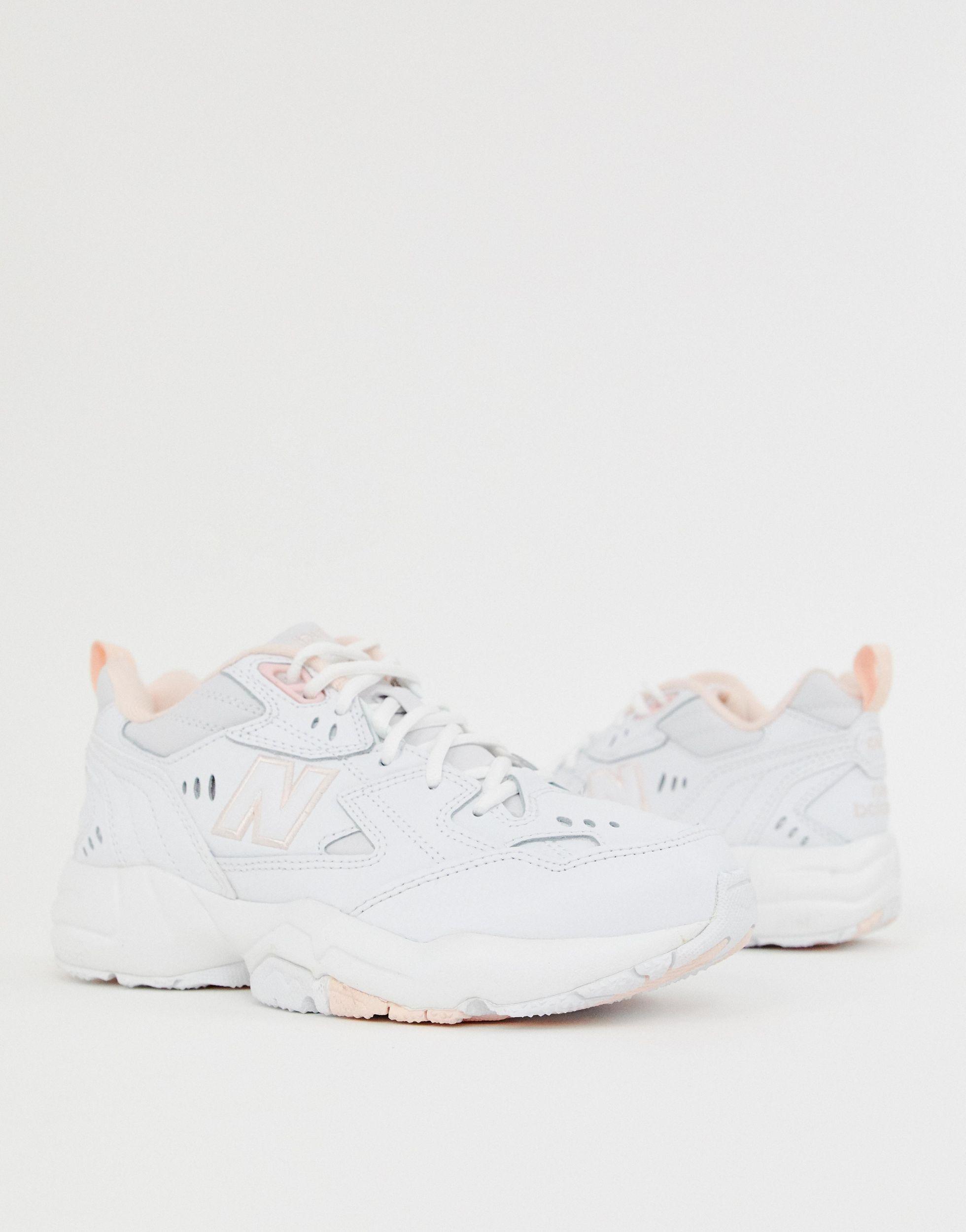 608 - Sneakers bianche e rosa con suola spessa di New Balance in Bianco |  Lyst