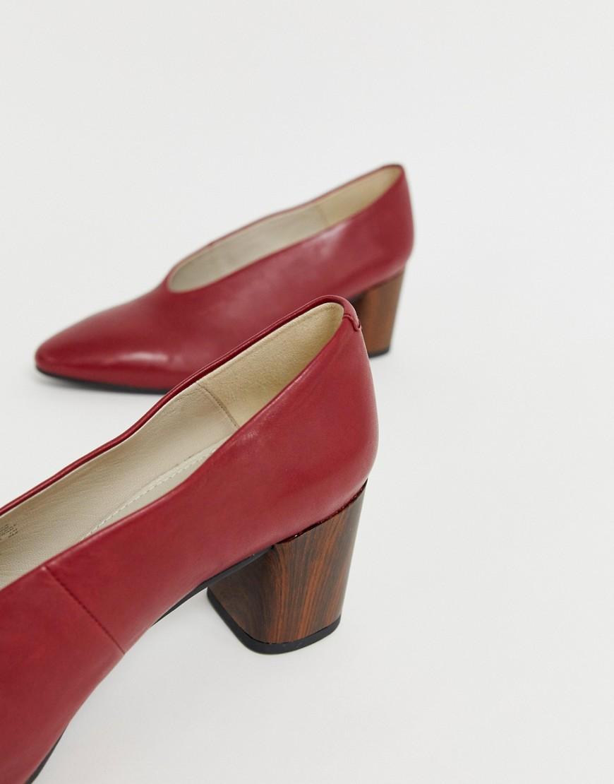 Vagabond Shoemakers Deep Red Leather Block Heeled Court Shoes With Wooden Heel Lyst UK