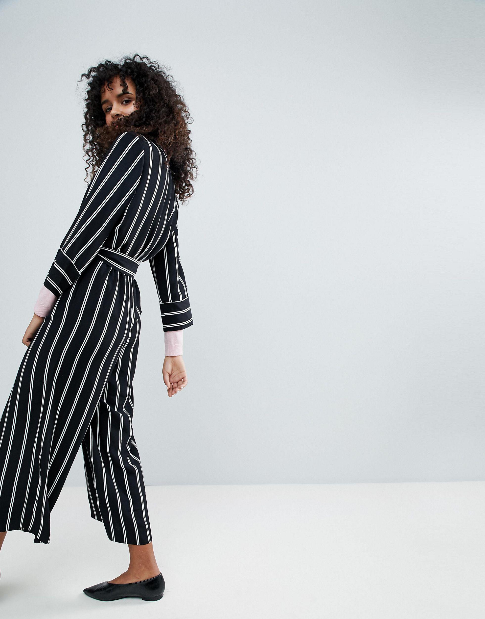 Monki striped jumpsuit Clearance