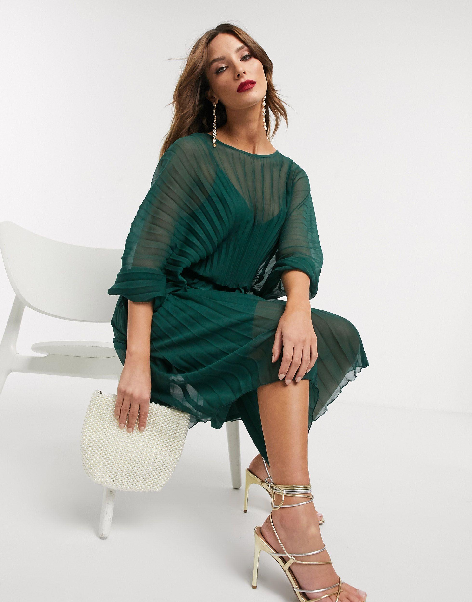 15 dresses lime green Gilded Radiance One-Shoulder Maxi Dress - Forest main image 1