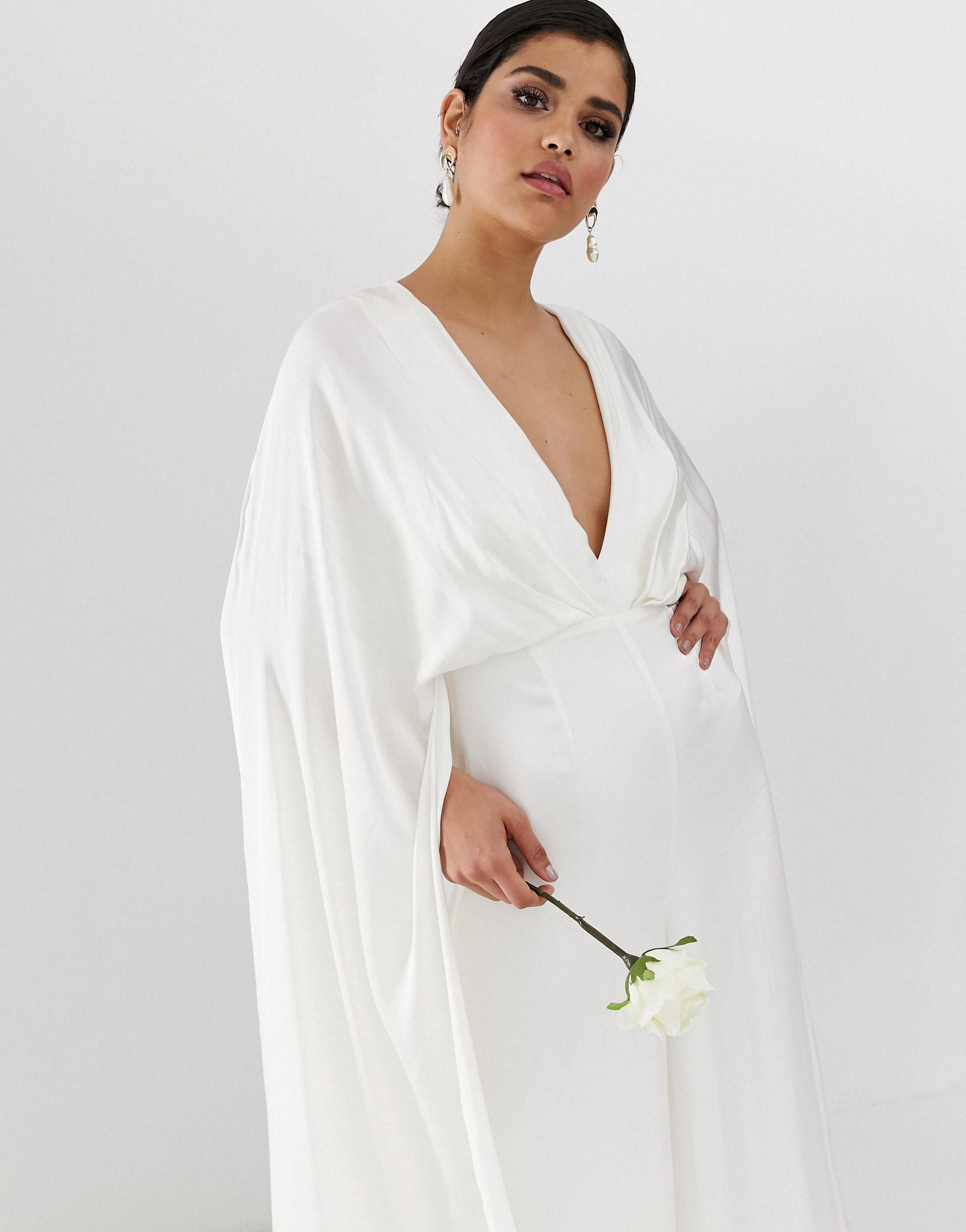 ASOS Tall Cape Sleeve Wedding Jumpsuit in White | Lyst