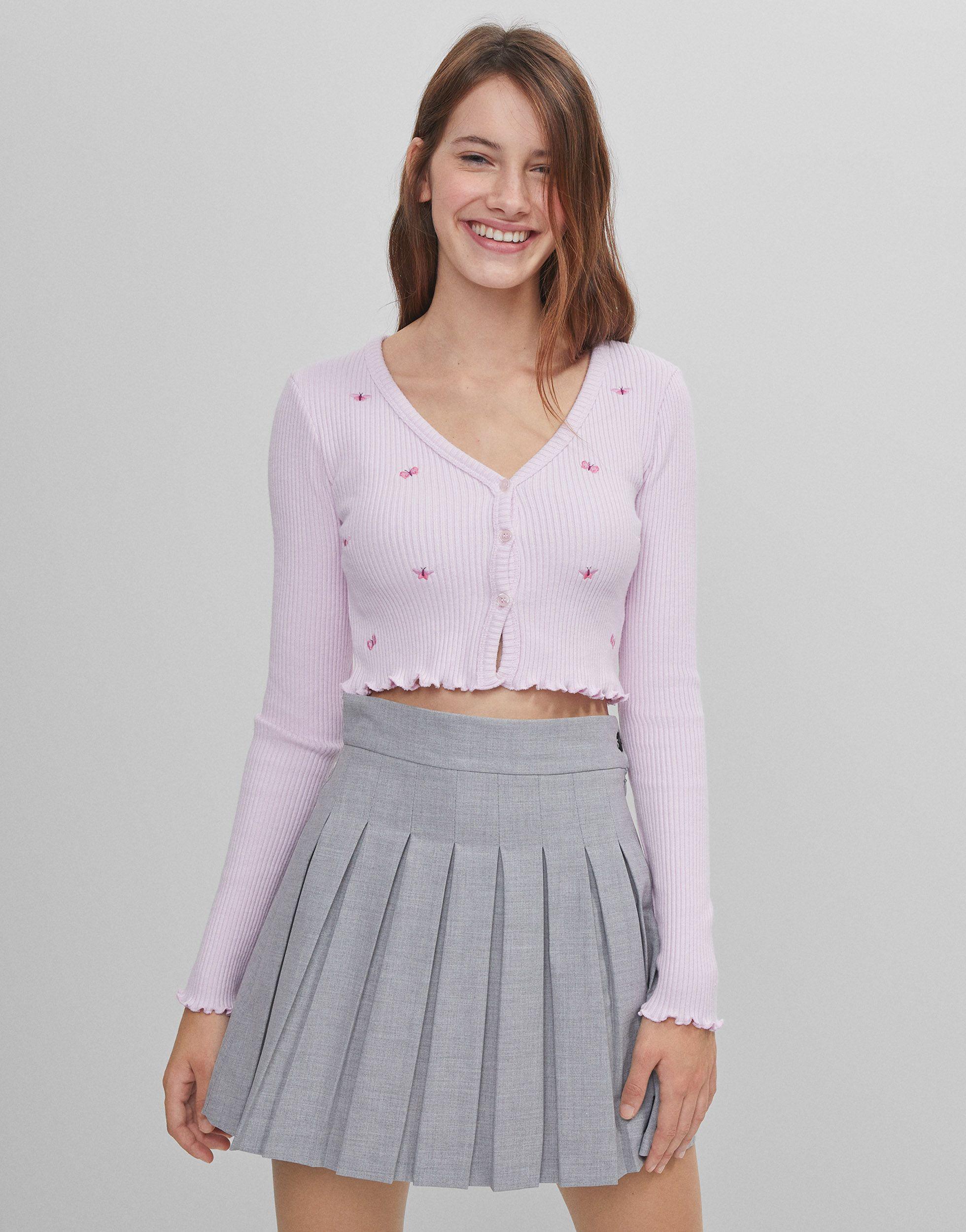 Bershka Synthetic Cropped Cardigan With 