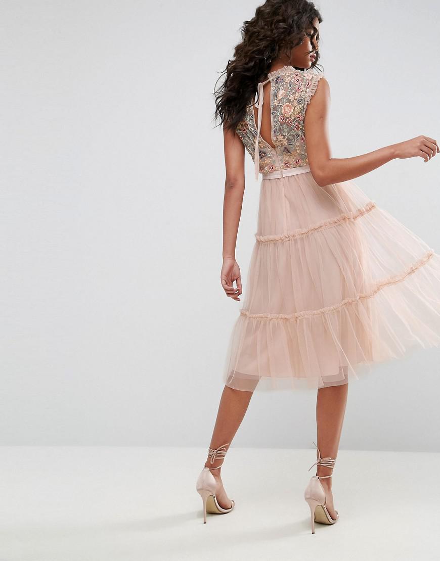 Lyst - Needle & Thread Sundaze Embellished Tulle Midi ...