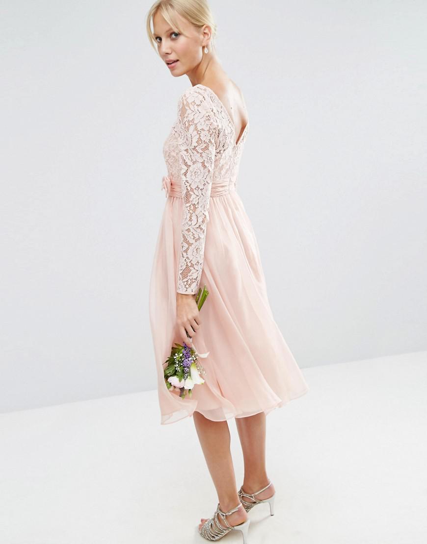  ASOS  Design Bridesmaid  Midi Dress  With Lace And Bow Detail 