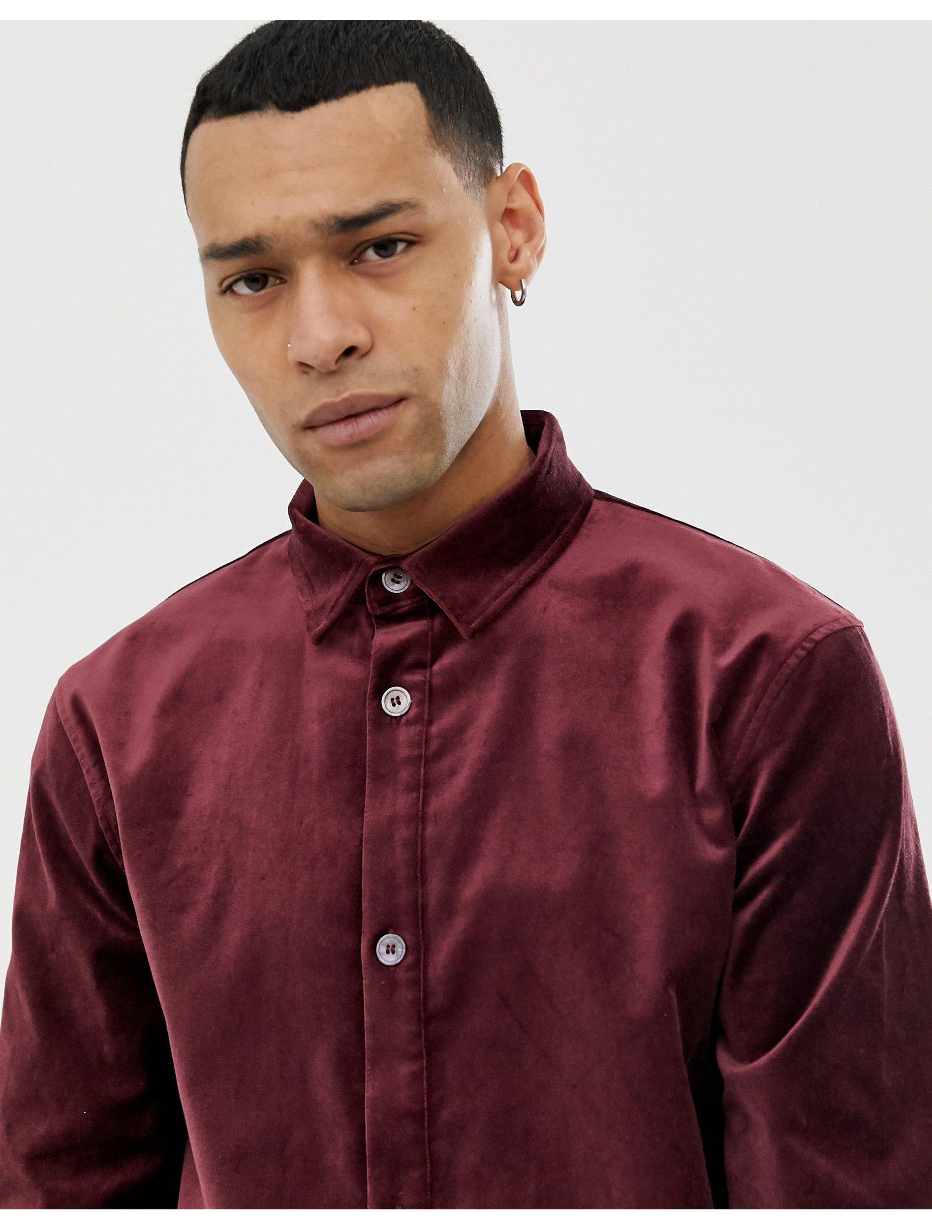 Weekday Spit Velvet Shirt in Red for 
